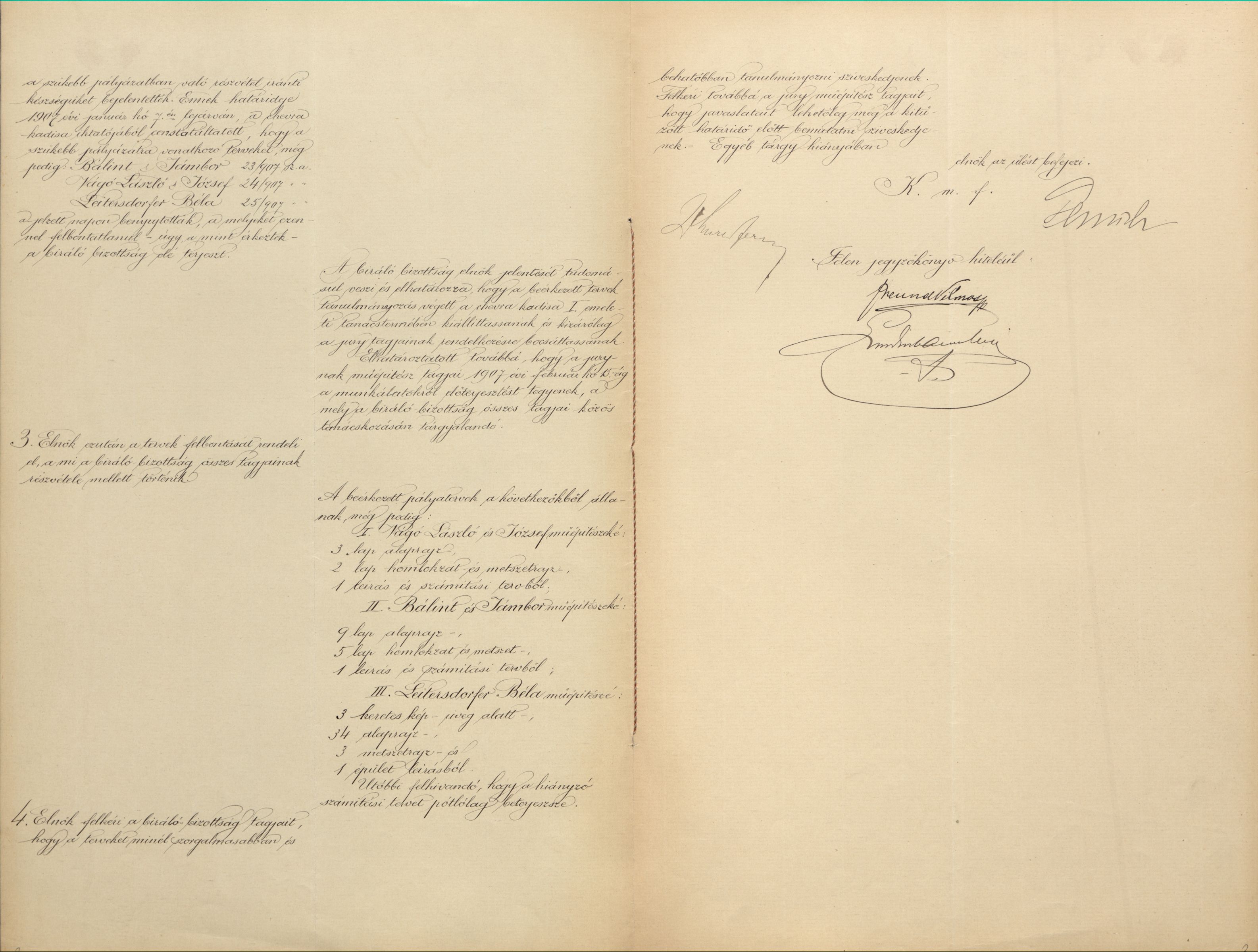 A Szeretetház és a Menedékház tervpályázata bíráló bizottságának ülésjegyzőkönyve, 1907. I. 12. 002_Magyar Zsidó Levéltár, a Pesti Chevra kadisa iratai