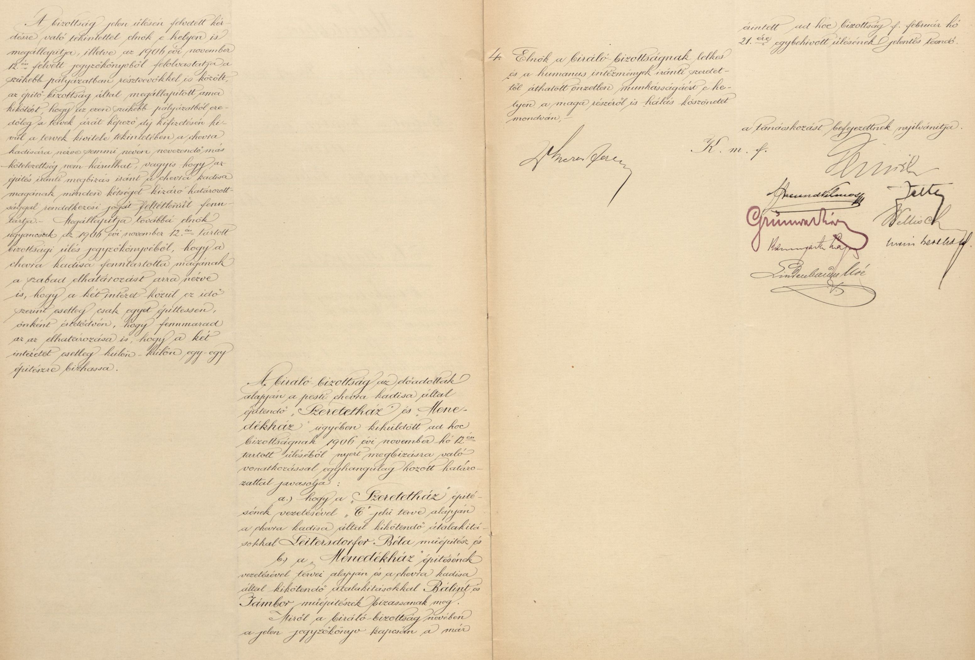 A Szeretetház és a Menedékház tervpályázata bíráló bizottságának ülésjegyzőkönyve, 1907. II. 18. 009_Magyar Zsidó Levéltár, a Pesti Chevra kadisa iratai