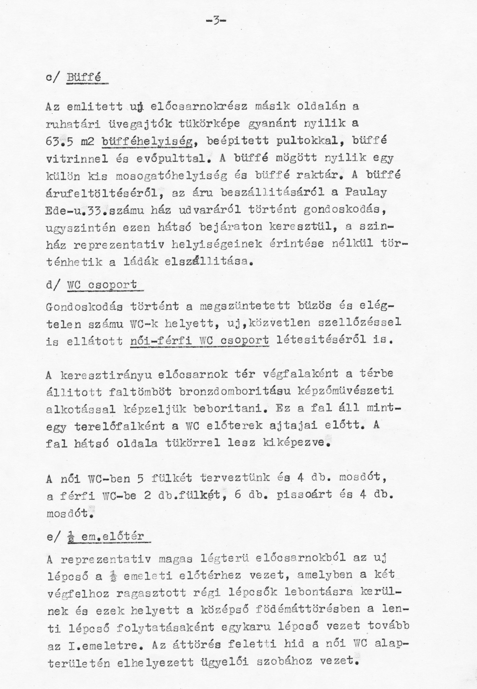 P. Mueller Éva (KÖZTI): A Thália Színház előcsarnoka bővítésének terve, építészeti műleírás, 1964. 0092_BFL_XV_17_e_306_BMF_iratai