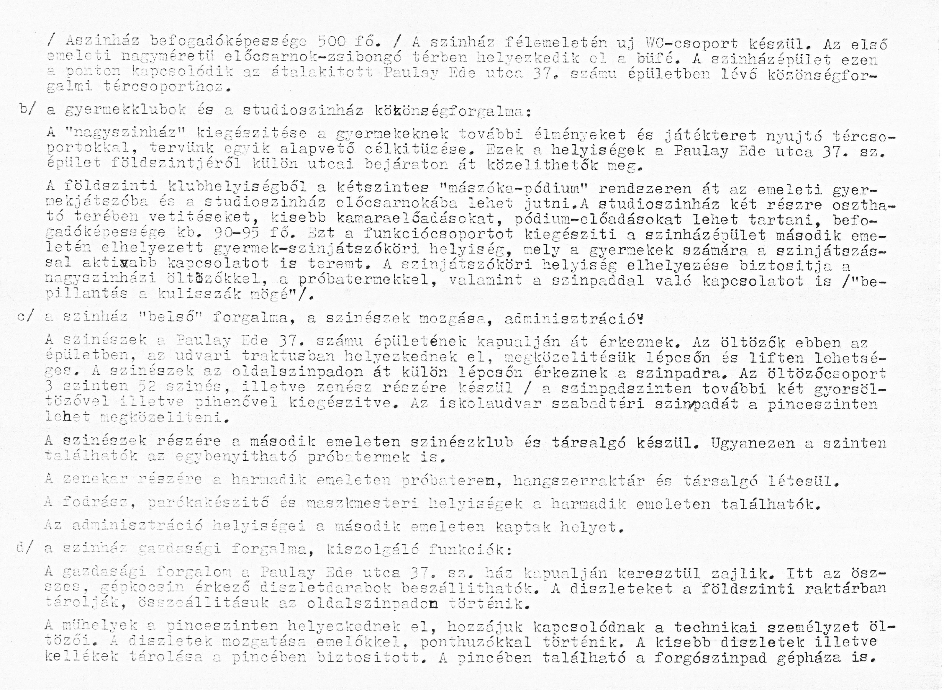 Kőnig Tamás - Wagner Péter (Studio R): Az Budapesti Gyermekszínház bővítésének tanulmányterve, építészeti műleírás, 1983. VII. 0138_BFL_XV_17_e_306_BMF_iratai