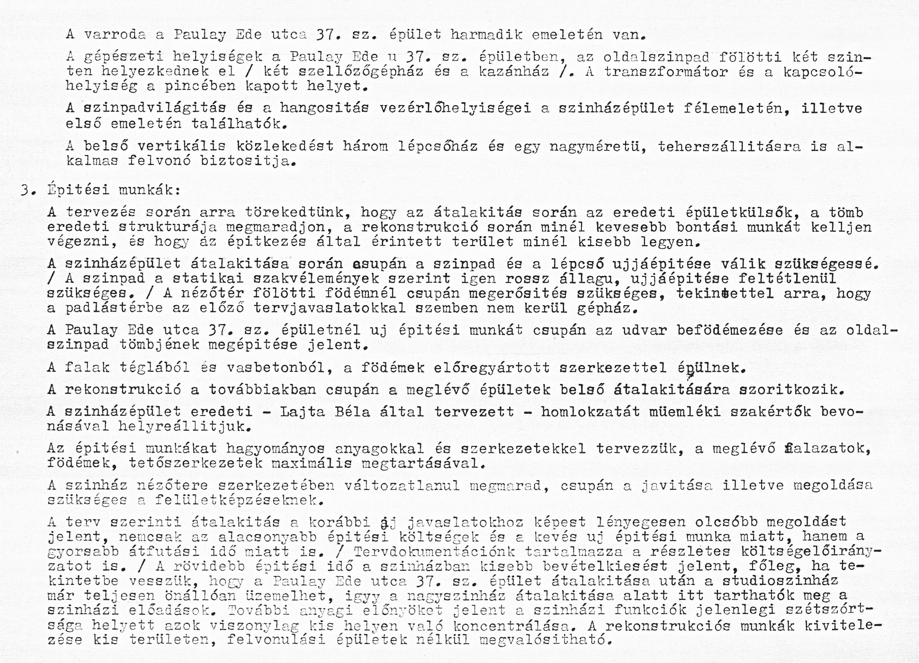 Kőnig Tamás - Wagner Péter (Studio R): Az Budapesti Gyermekszínház bővítésének tanulmányterve, építészeti műleírás, 1983. VII. 0139_BFL_XV_17_e_306_BMF_iratai