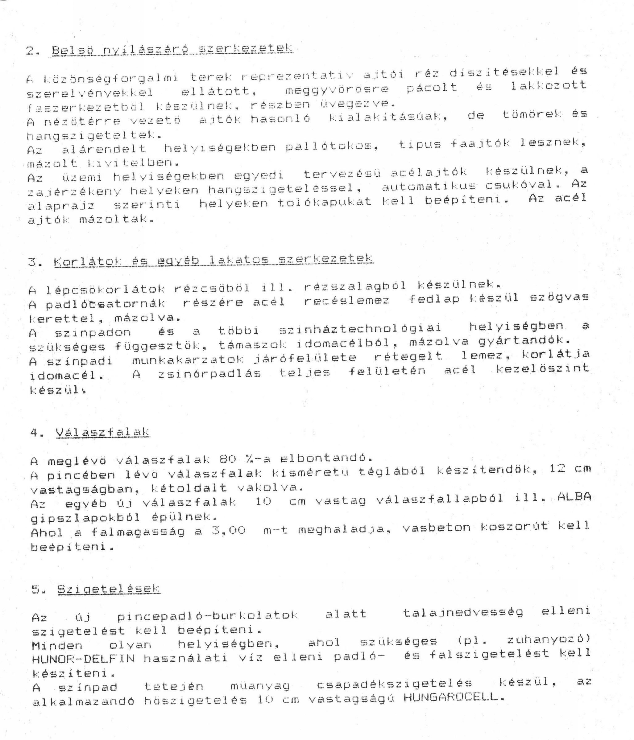 Kőnig Tamás - Wagner Péter (IPARTERV H Iroda): Az Arany János Színház felújításának terve, építészeti műleírás, 1988. 0154_BFL_XV_17_e_306_BMF_iratai