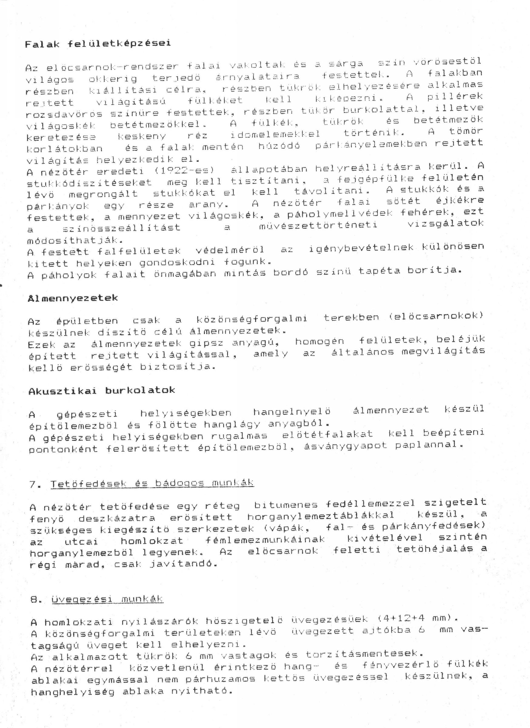Kőnig Tamás - Wagner Péter (IPARTERV H Iroda): Az Arany János Színház felújításának terve, építészeti műleírás, 1988. 0156_BFL_XV_17_e_306_BMF_iratai