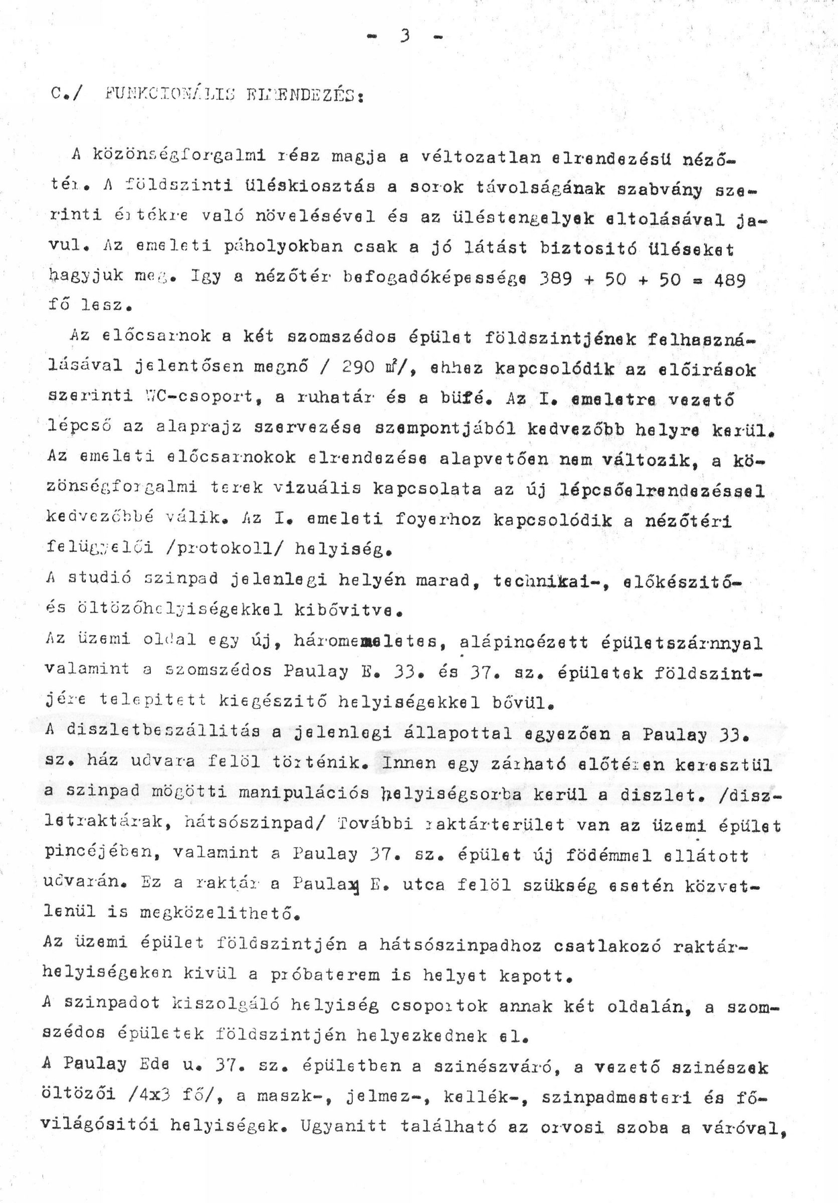 Kőnig Tamás - Wagner Péter (IPARTERV H Iroda): Az Budapesti Gyermekszínház újjáépítésének ajánlati terve, építészeti műleírás, 1983. XII. 01433_BFL_XV_17_e_306_BMF_iratai