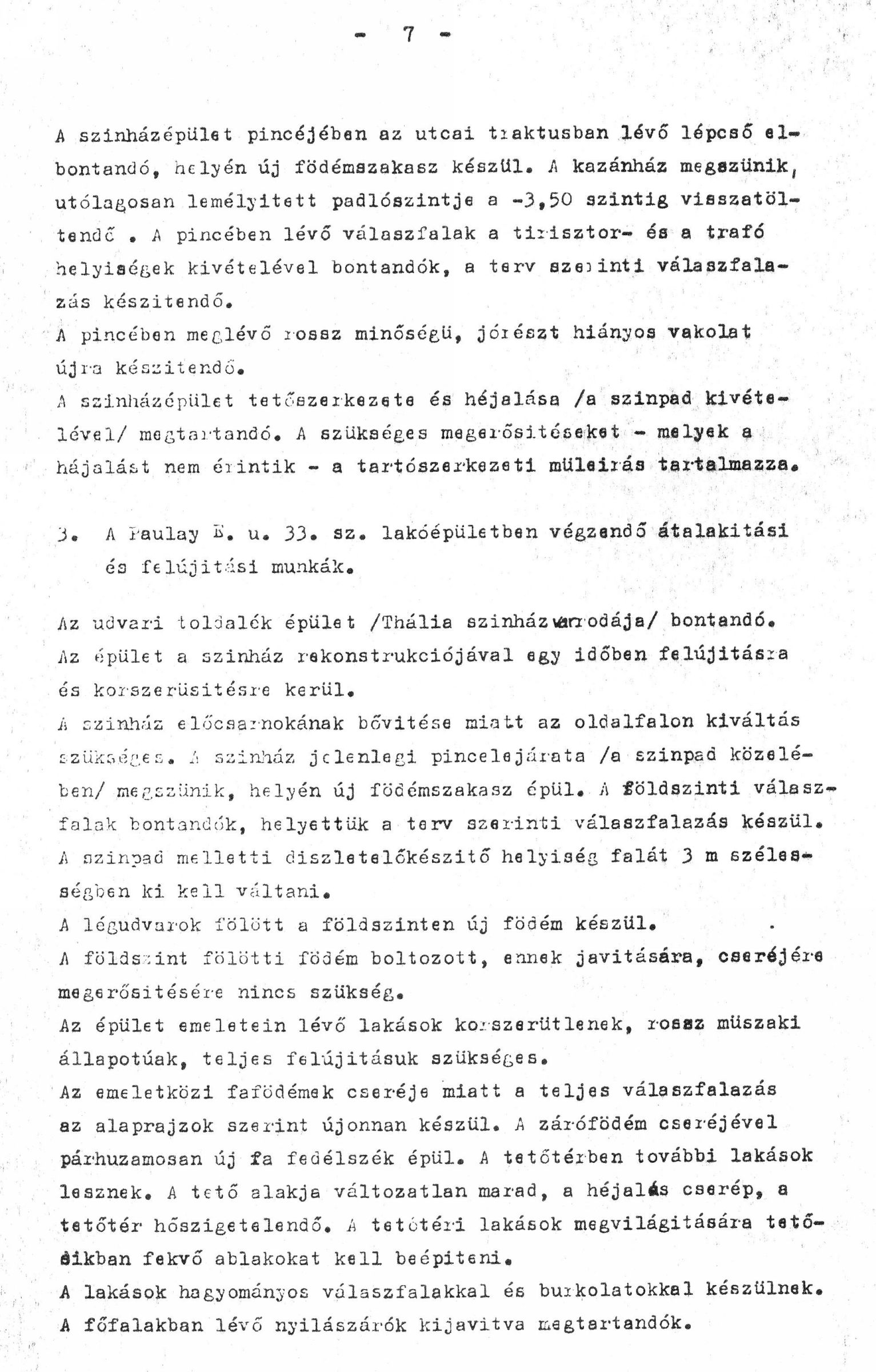 Kőnig Tamás - Wagner Péter (IPARTERV H Iroda): Az Budapesti Gyermekszínház újjáépítésének ajánlati terve, építészeti műleírás, 1983. XII. 01437_BFL_XV_17_e_306_BMF_iratai