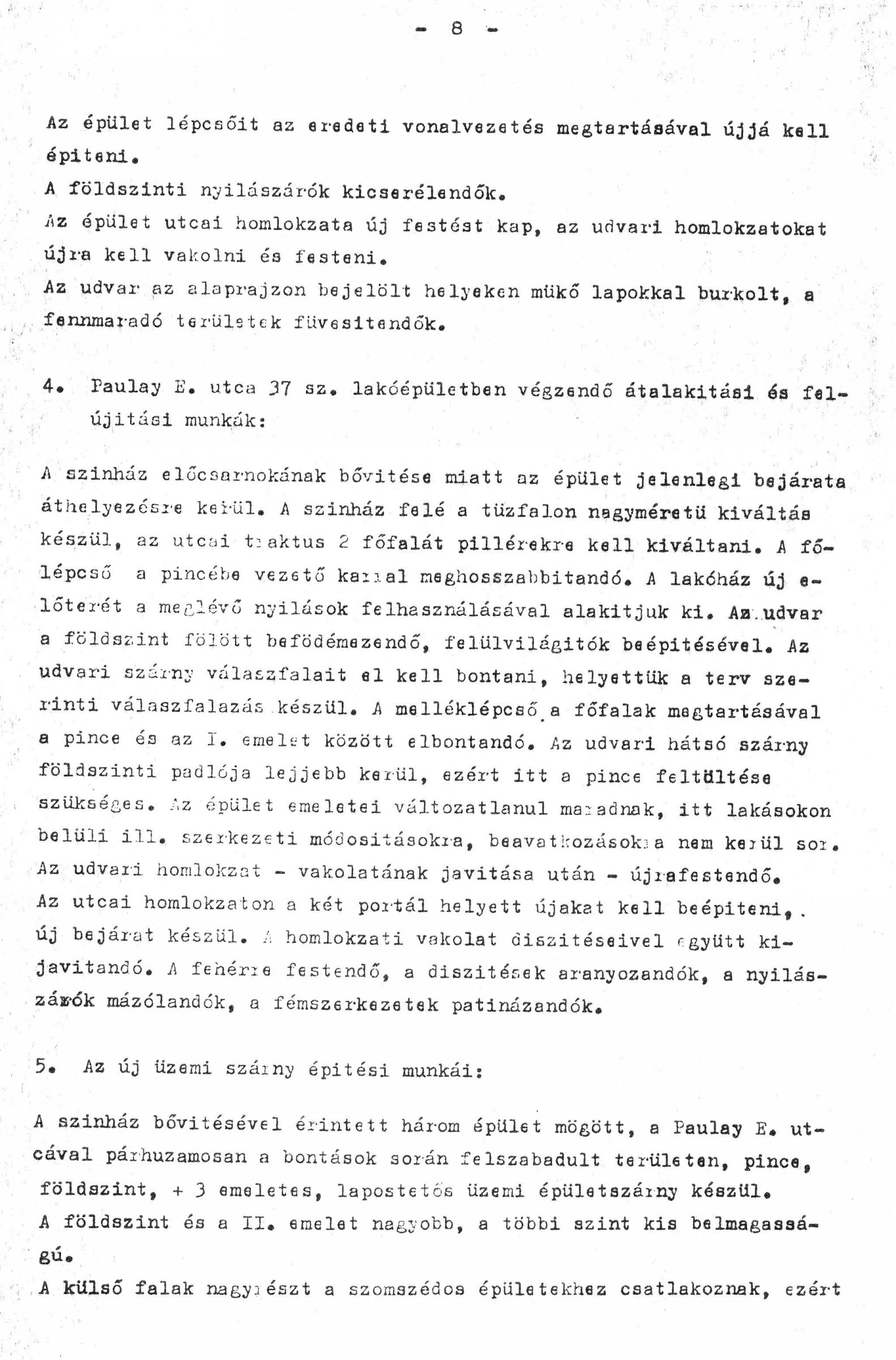 Kőnig Tamás - Wagner Péter (IPARTERV H Iroda): Az Budapesti Gyermekszínház újjáépítésének ajánlati terve, építészeti műleírás, 1983. XII. 01438_BFL_XV_17_e_306_BMF_iratai