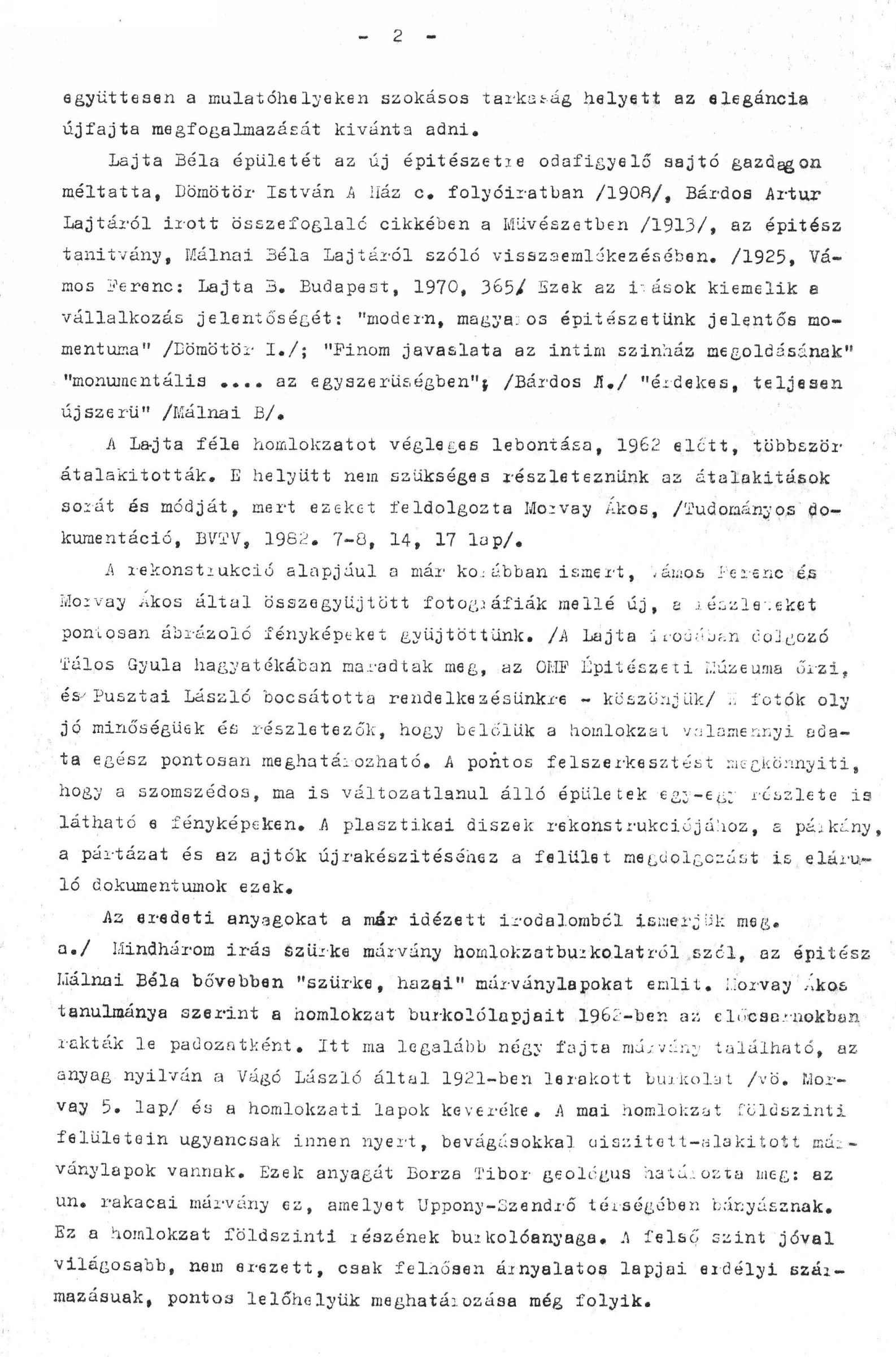 Dávid Ferenc: Művészettörténeti tanulmány a Budapesti Gyermekszínház homlokzata helyreállításához, 1983. XII. 0146_BFL_XV_17_e_306_BMF_iratai