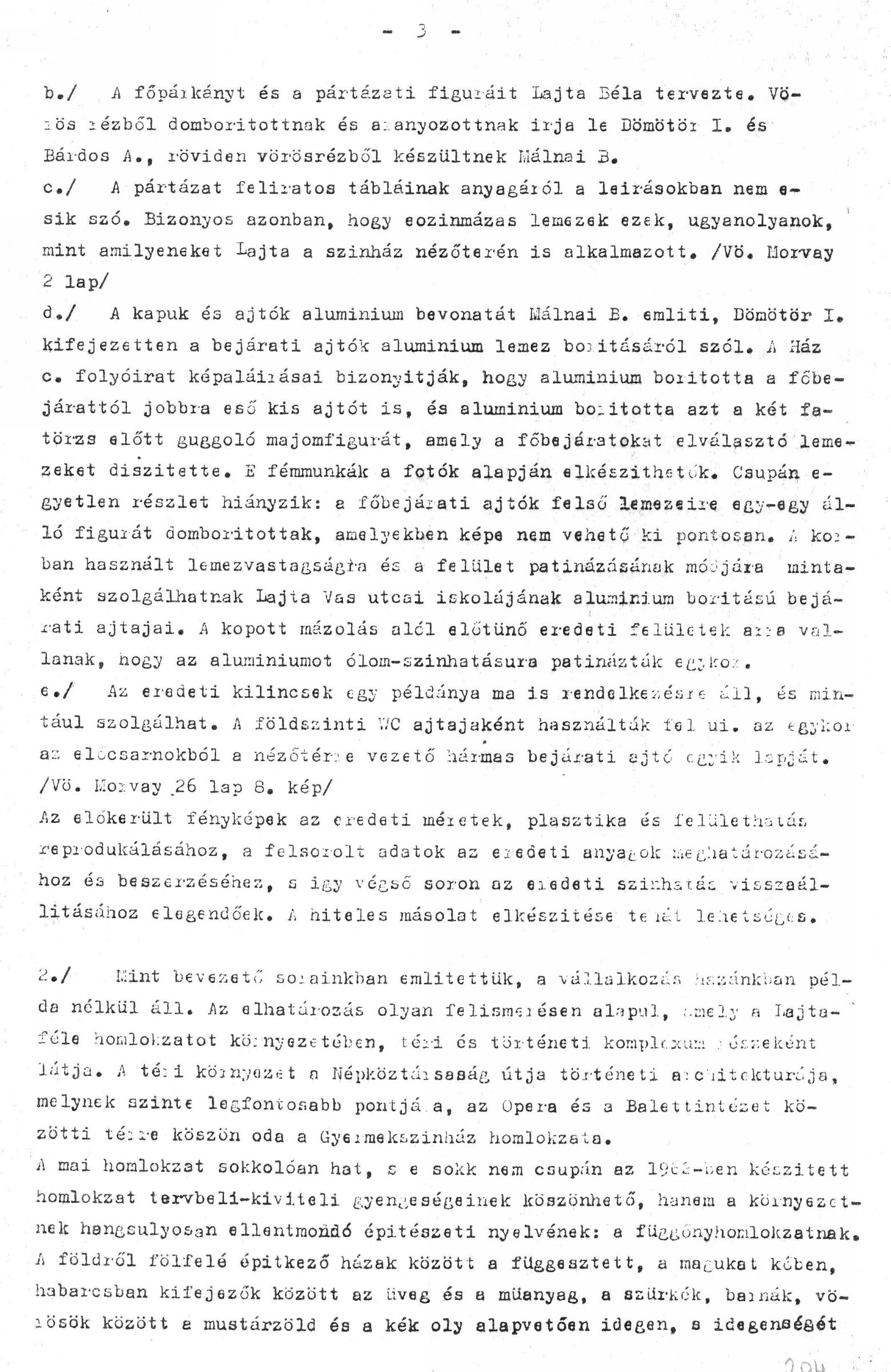 Dávid Ferenc: Művészettörténeti tanulmány a Budapesti Gyermekszínház homlokzata helyreállításához, 1983. XII. 0147_BFL_XV_17_e_306_BMF_iratai