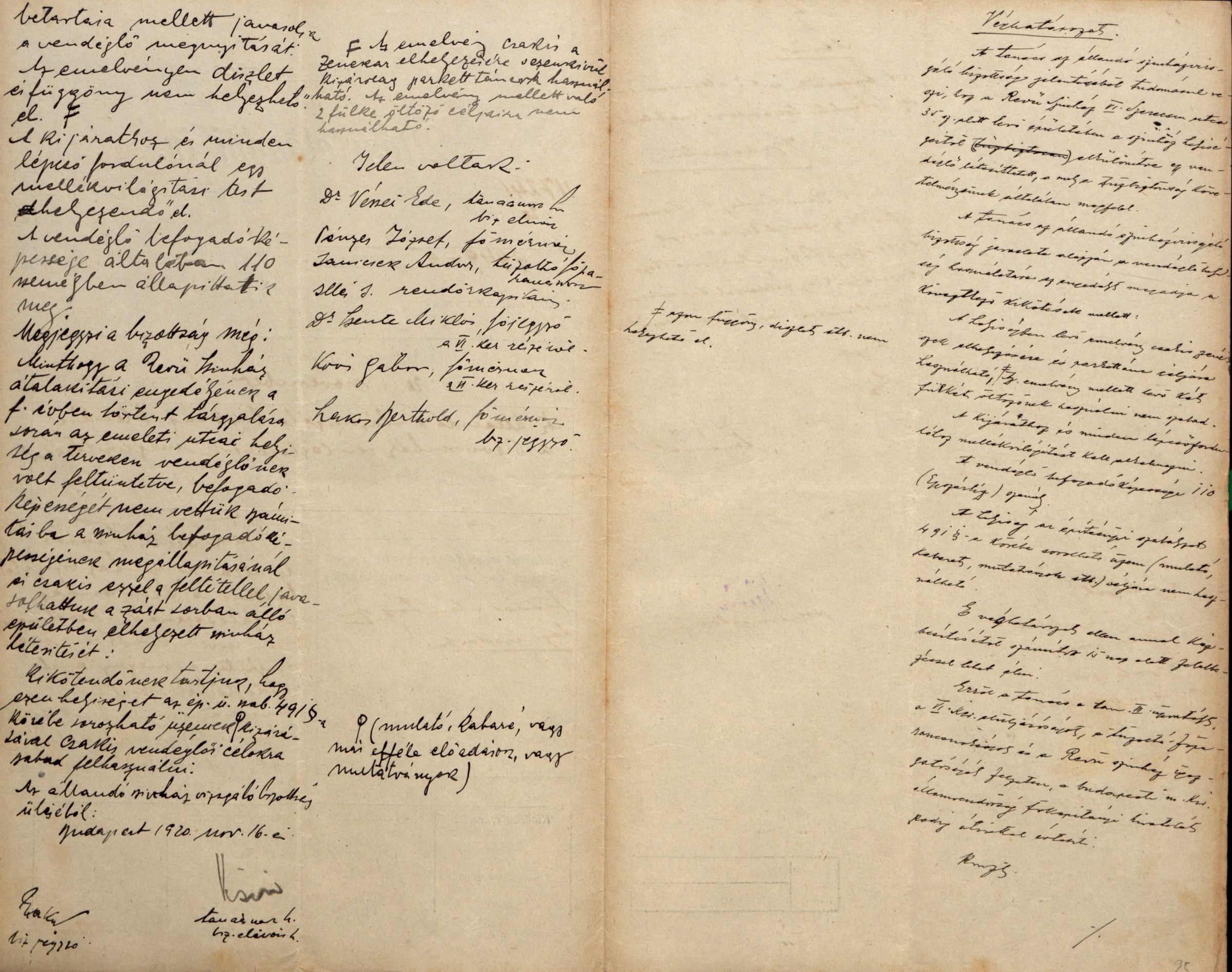 Az állandó színházvizsgáló bizottság jelentése a Revü Színház vendéglőjének vizsgálatáról, 1920. XI. 16. 0016_BFL_IV_1407_b III_1968_1920