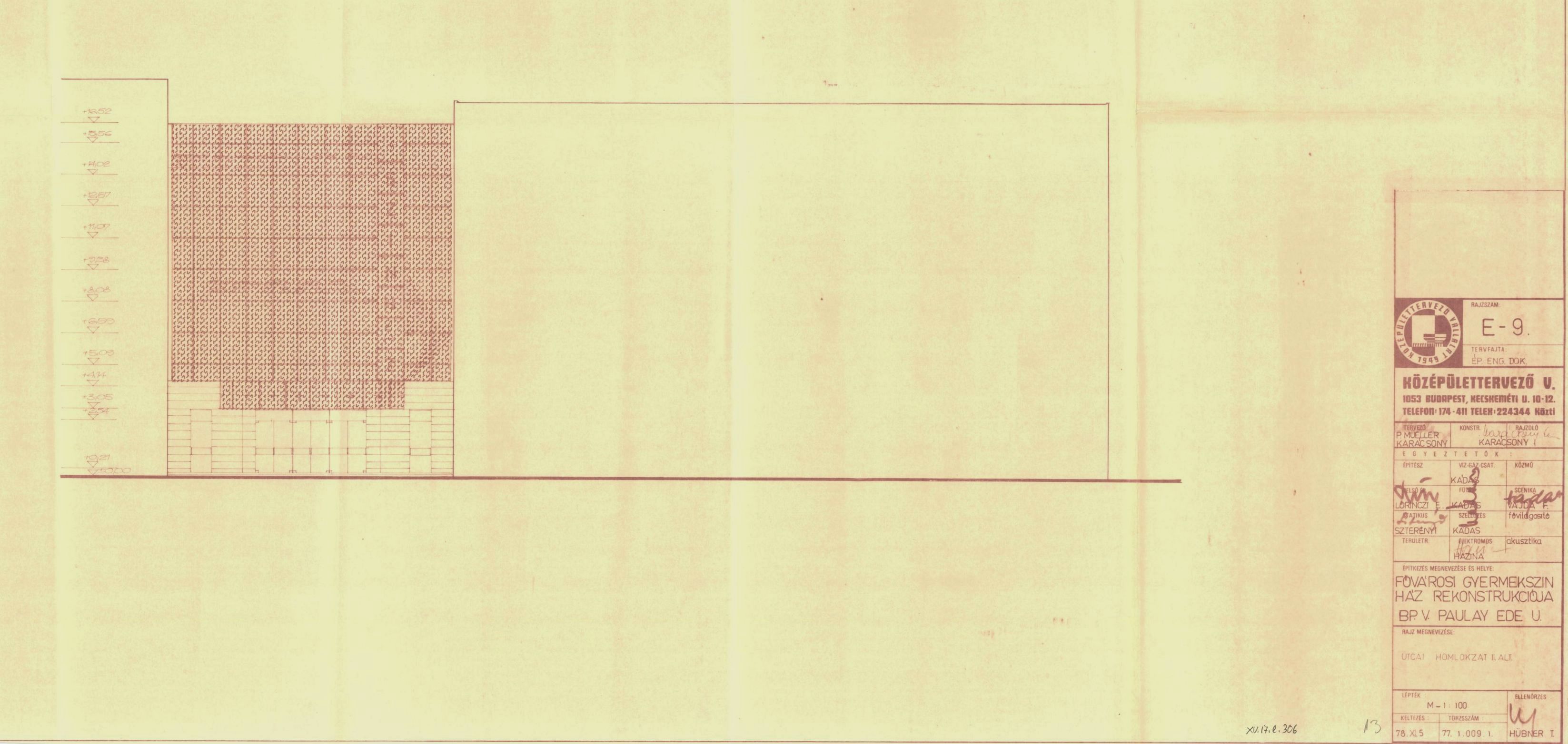 P. Mueller Éva - Karácsony Ilona (KÖZTI): A Fővárosi Gyermekszínház átépítésének terve, homlokzatvariáns, 1978. XI. 5. 0100_BFL_XV_17_e_306_BMF_iratai_0068
