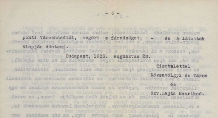A Rózsavölgyi és Társa cég és özv. Lajta Henrikné fellebbezése a főváros polgármesteréhez, 1933. VIII. 22. 0391_BFL_IV_1409_c_7687_1936_III