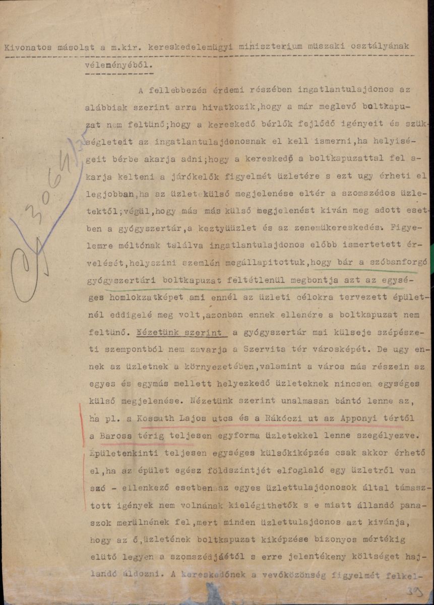 A Kereskedelemügyi Minisztérium műszaki osztályának kivonatos véleménye a fellebbezéssel kapcsolatban 0491_BFL_IV_1409_c_7687_1936_III