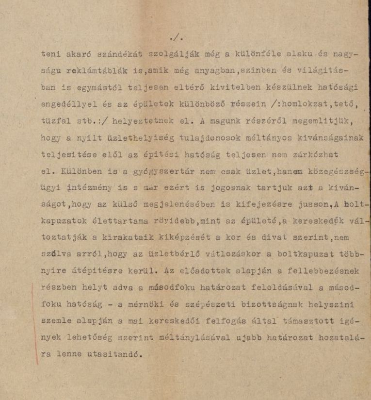 A Kereskedelemügyi Minisztérium műszaki osztályának kivonatos véleménye a fellebbezéssel kapcsolatban 0492_BFL_IV_1409_c_7687_1936_III