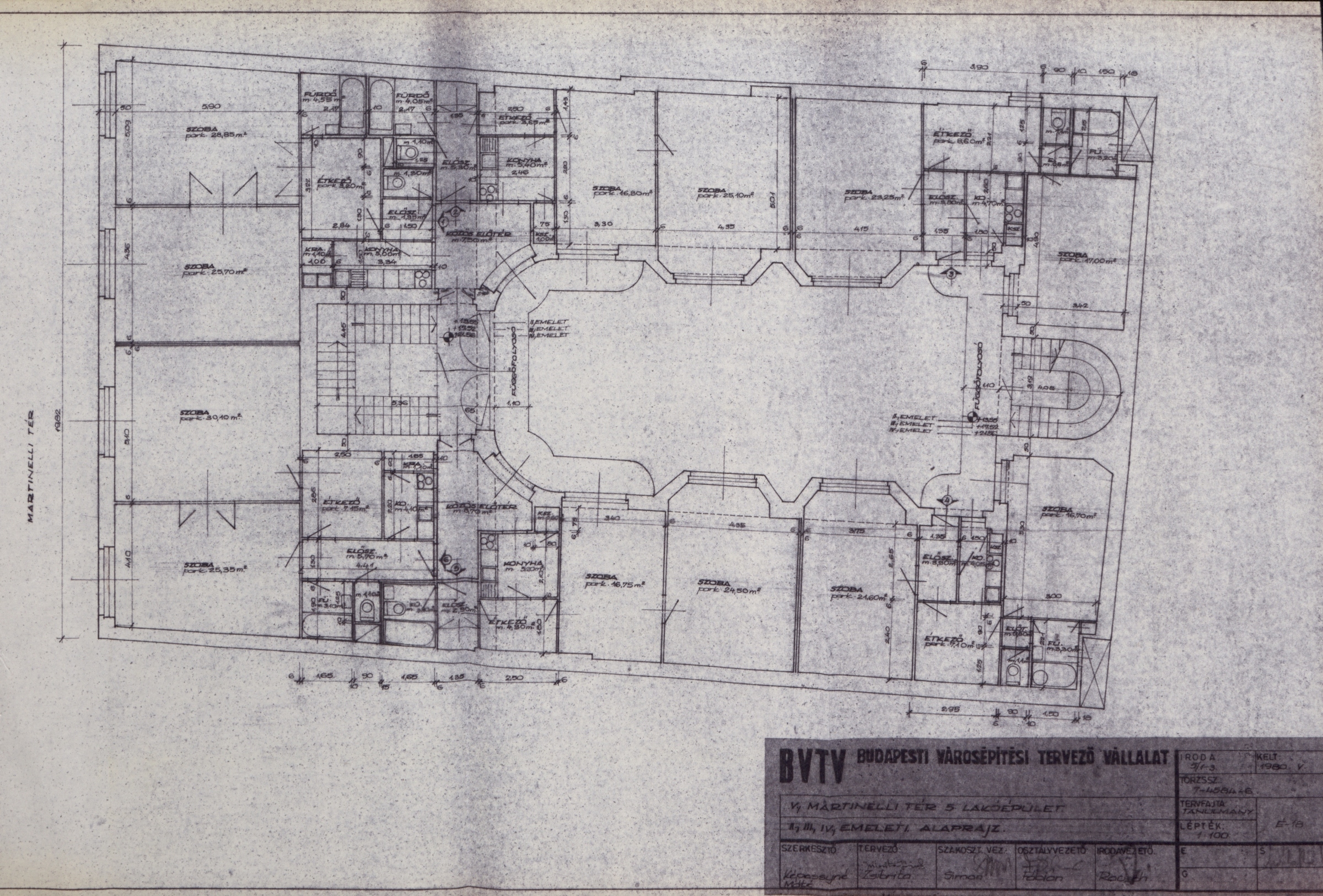 József Zsibrita (BUVÁTI): Reconstruction plans of the building, ground plans of the 2nd-4th floors, 05.1980. 9999_BFL_XV_17_e_306