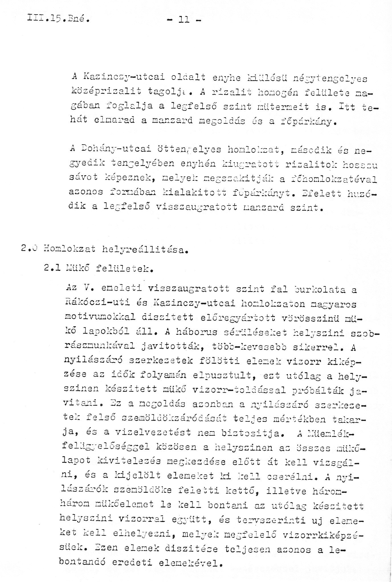 Fehér András: Engedélyezési tervdokumentáció az épület homlokzat-rekonstrukciós munkáiról, 1979. III. (részlet) 31_BFL_XV_17_e_306_VII_Rakoczi_ut_18_0002