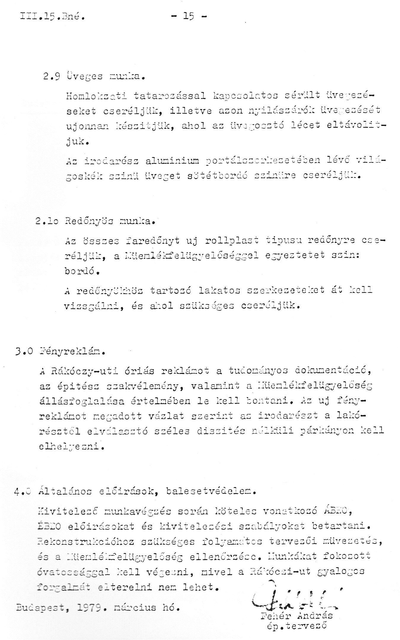 Fehér András: Engedélyezési tervdokumentáció az épület homlokzat-rekonstrukciós munkáiról, 1979. III. (részlet) 35_BFL_XV_17_e_306_VII_Rakoczi_ut_18_0006