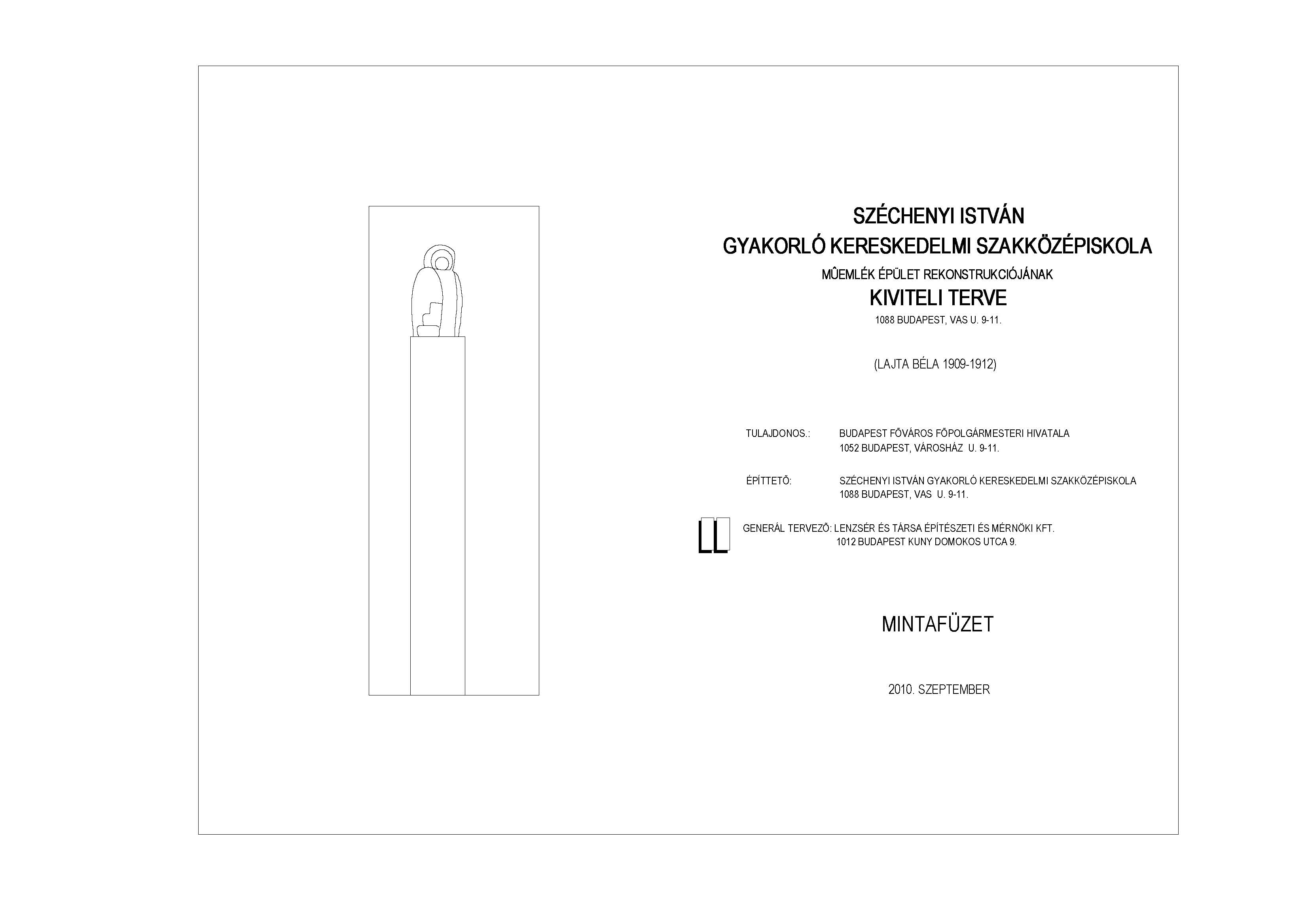 Cover of the booklet containing the measured drawings made for the planned reconstruction of the building, 2010 000_Lenzsér és Társa Építészeti és Mérnöki Kft.