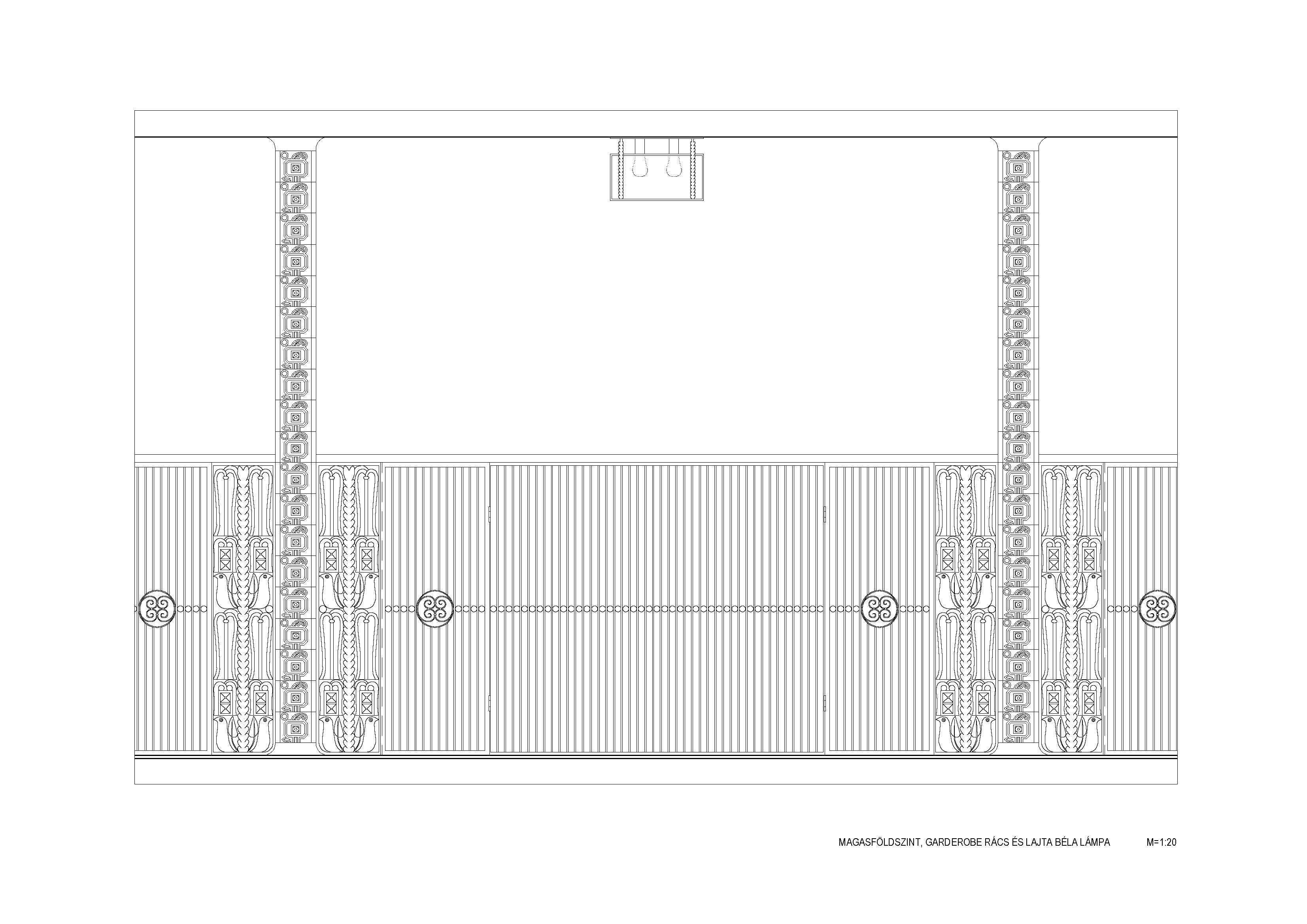 Lamps and the railing of the cloakroom on the ground floor. Measured drawing, 2010. 083a_Lenzsér és Társa Építészeti és Mérnöki Kft._22