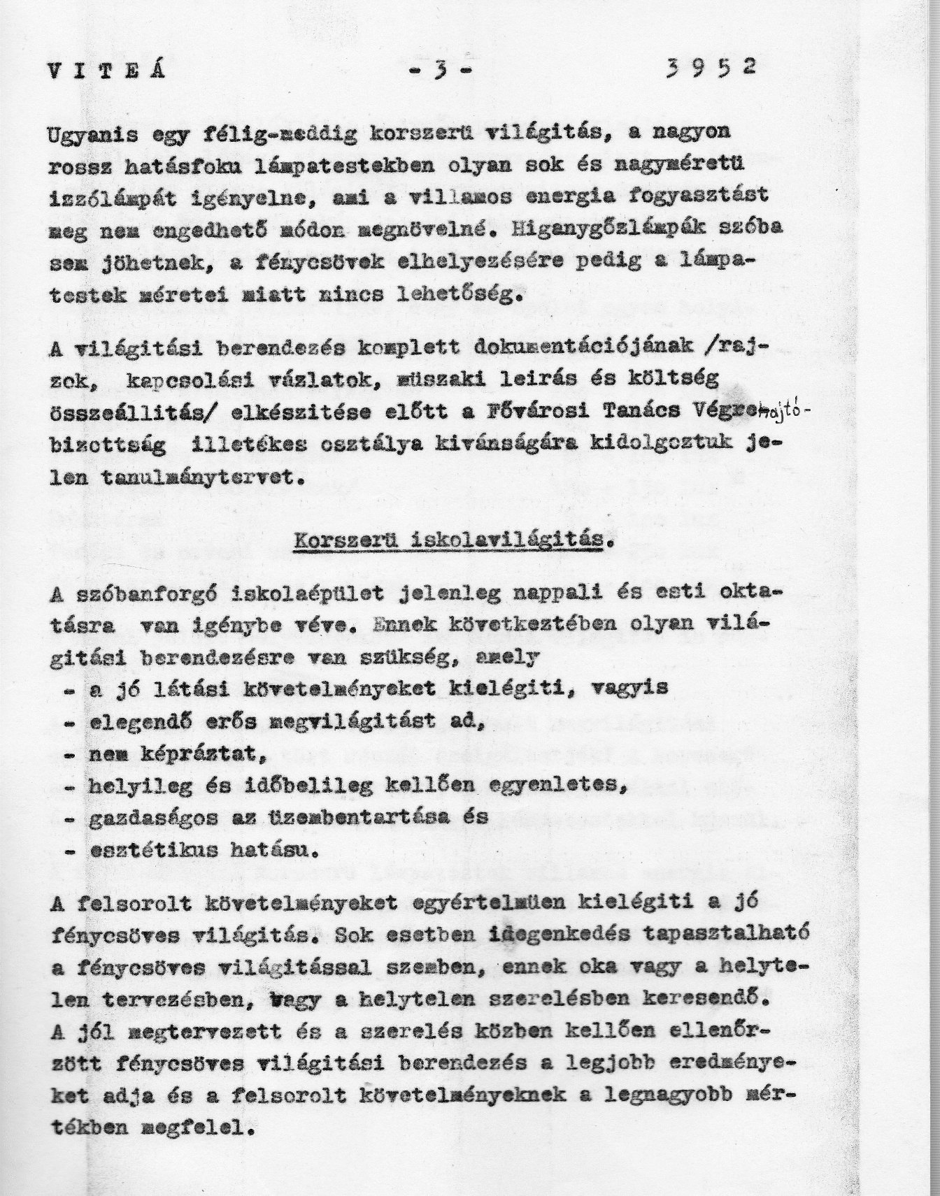 Világítástechnikai Állomás: Tanulmányterv az iskola világítási berendezéseinek korszerűsítéséhez, 1963. (részlet) 03_BFL_XV_17_e_306_VIII_Vas_utca_9-11_0004