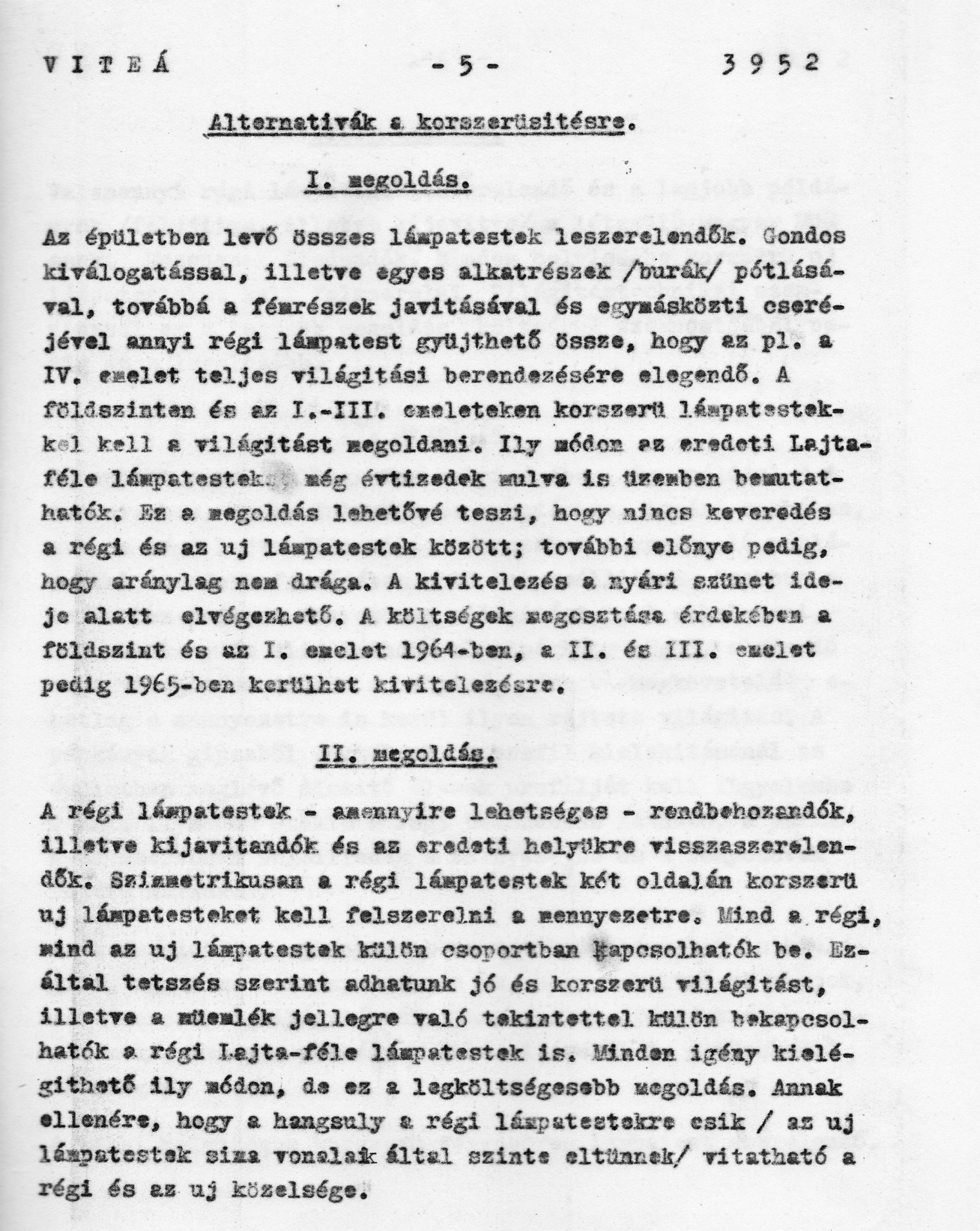 Világítástechnikai Állomás: Tanulmányterv az iskola világítási berendezéseinek korszerűsítéséhez, 1963. (részlet) 05_BFL_XV_17_e_306_VIII_Vas_utca_9-11_0006