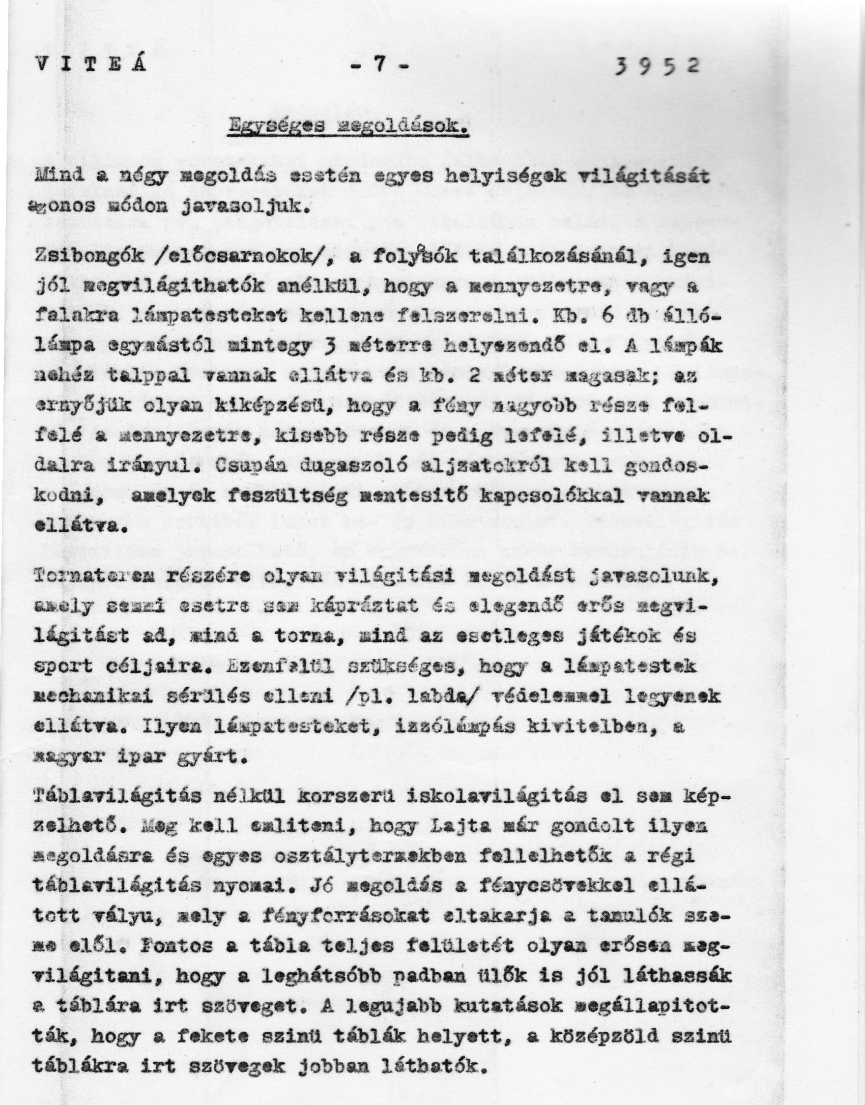 Világítástechnikai Állomás: Tanulmányterv az iskola világítási berendezéseinek korszerűsítéséhez, 1963. (részlet) 07_BFL_XV_17_e_306_VIII_Vas_utca_9-11_0008