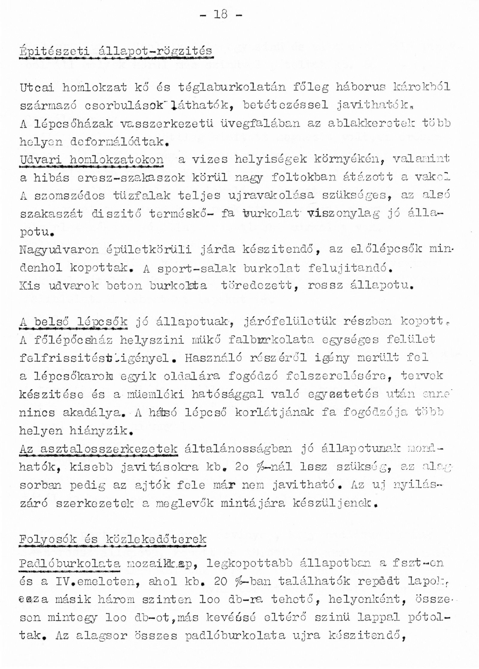Cser Károlyné (VÁTI): Építészeti szakvélemény az iskola felújításával kapcsolatban, 1980. XII. (részlet) 32_BFL_XV_17_e_306_VIII_Vas_utca_9-11_0033