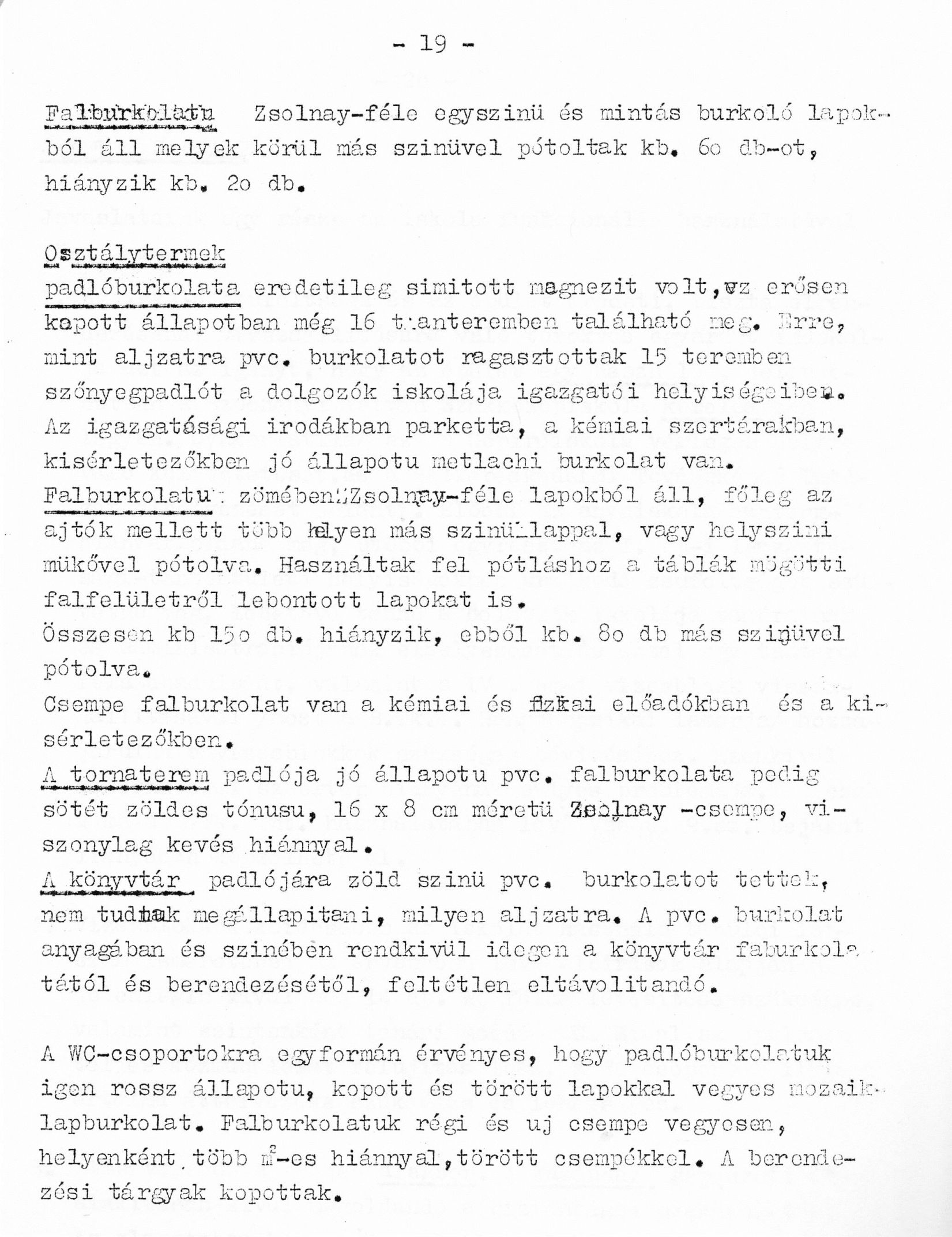 Cser Károlyné (VÁTI): Építészeti szakvélemény az iskola felújításával kapcsolatban, 1980. XII. (részlet) 33_BFL_XV_17_e_306_VIII_Vas_utca_9-11_0034