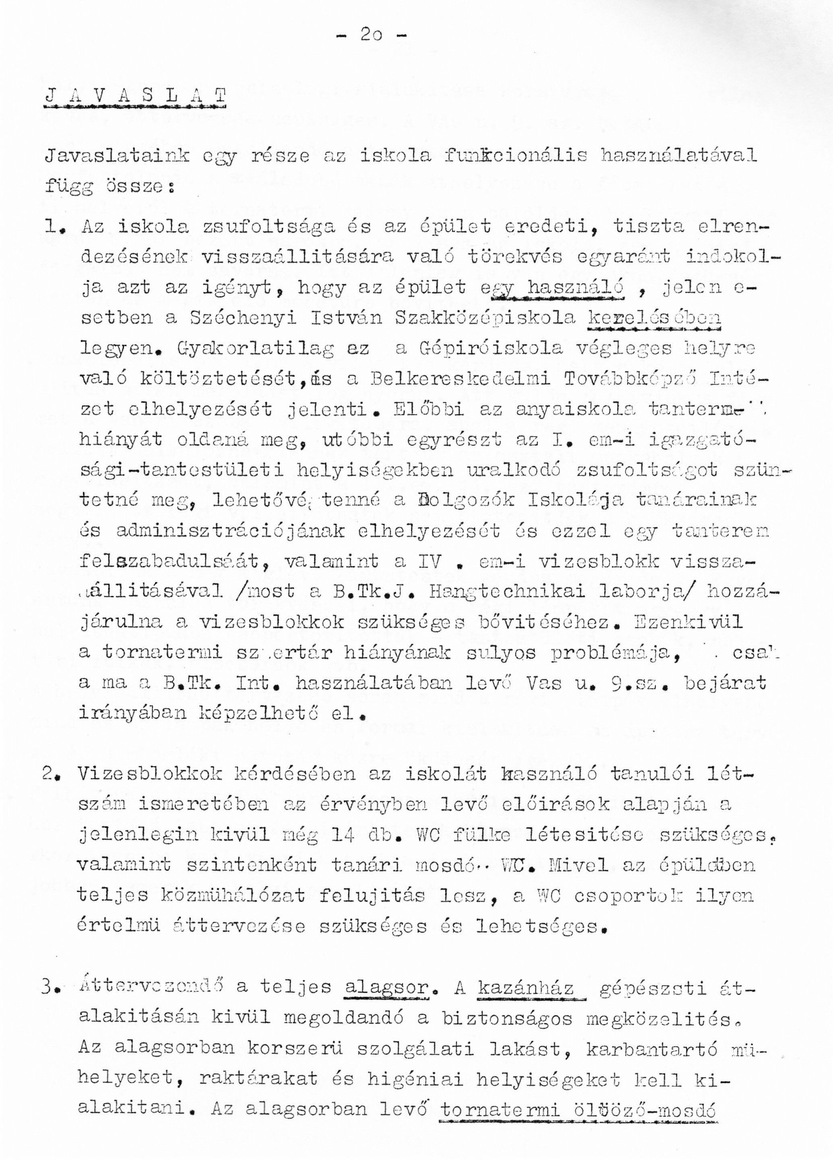 Cser Károlyné (VÁTI): Építészeti szakvélemény az iskola felújításával kapcsolatban, 1980. XII. (részlet) 34_BFL_XV_17_e_306_VIII_Vas_utca_9-11_0035