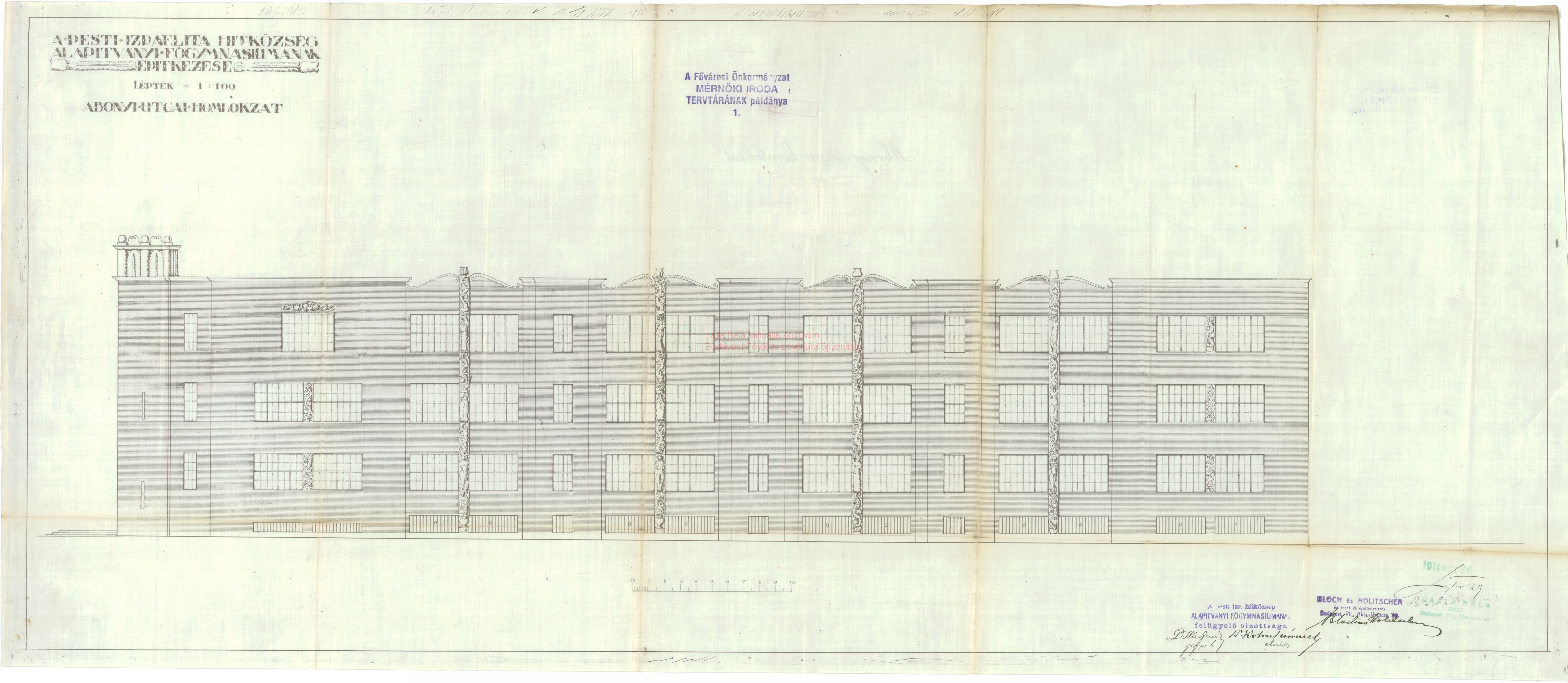 Elevation of the classroom wing on Abonyi Street, 26.03.1914 18_BFL_XV_17_d_329_32745_19