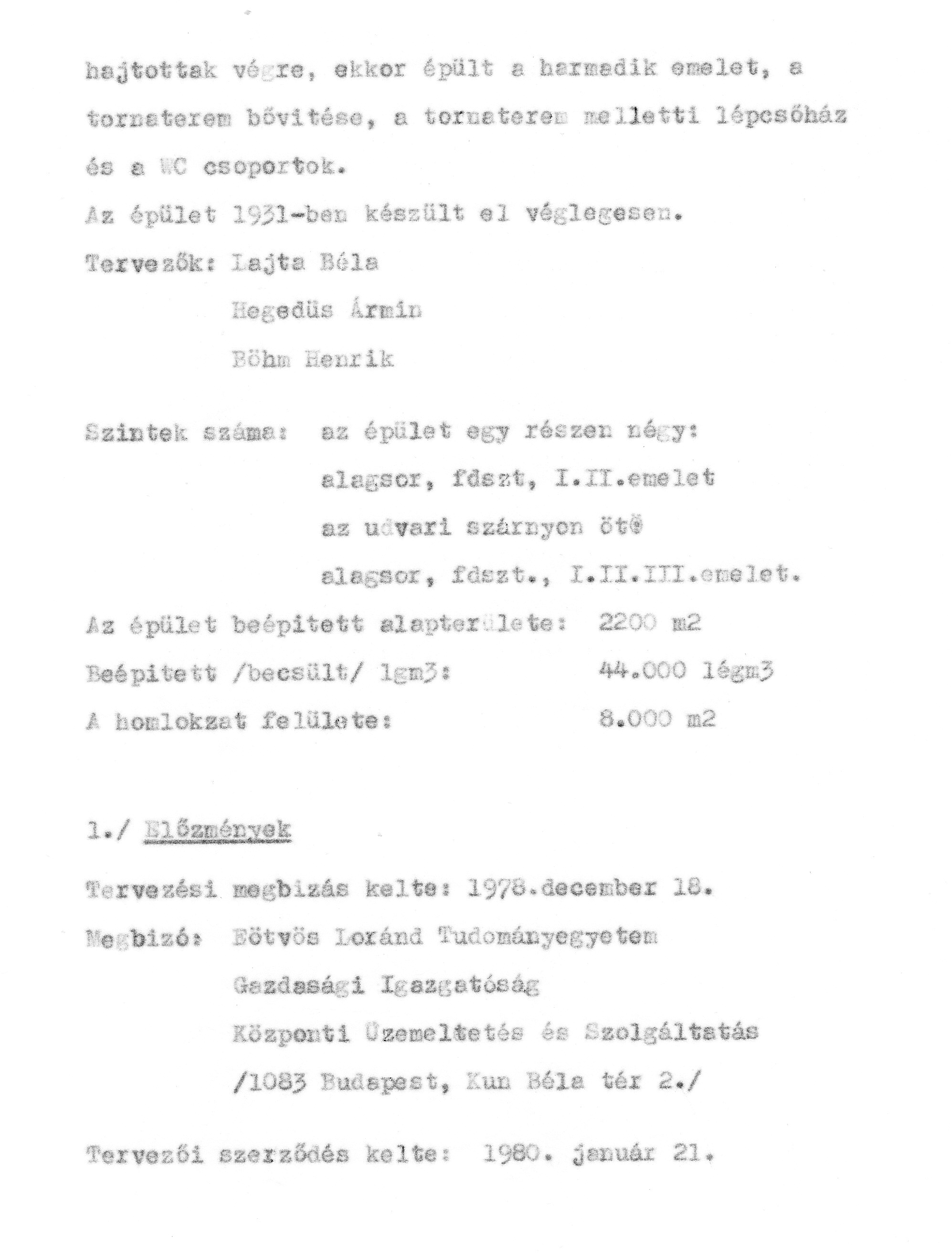 Jedovszky Éva (FIMÜV): A tervezett homlokzat-helyreállítás műszaki leírása, 1980. VI. BFL_XV_17_e_306 A Fővárosi Műemléki Felügyelőség iratai