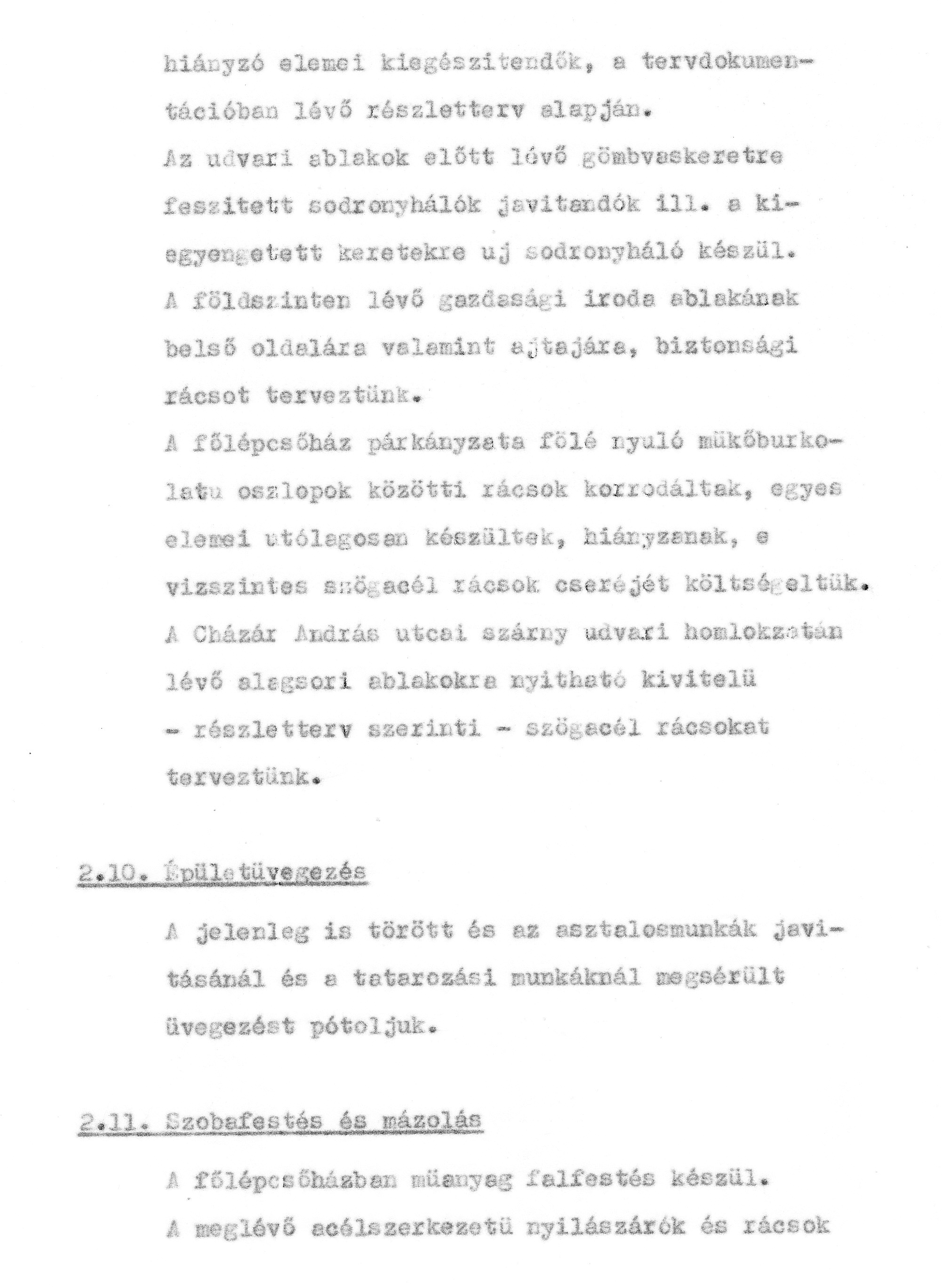 Jedovszky Éva (FIMÜV): A tervezett homlokzat-helyreállítás műszaki leírása, 1980. VI. BFL_XV_17_e_306 A Fővárosi Műemléki Felügyelőség iratai
