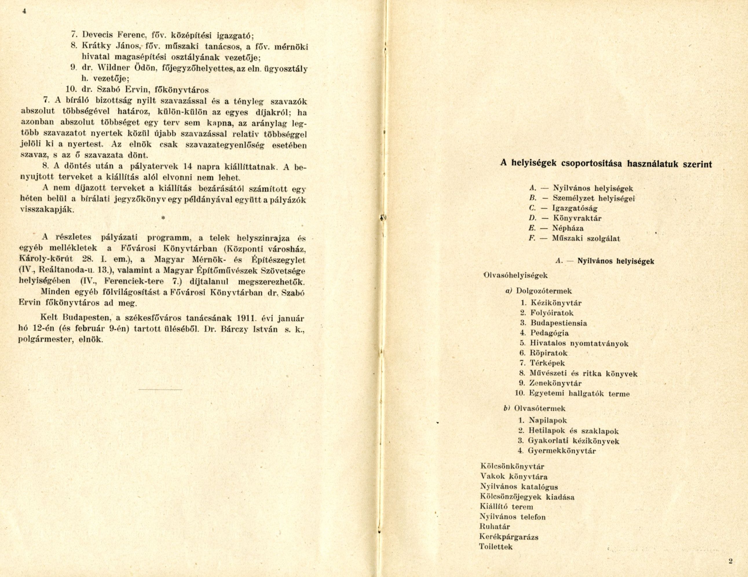 A Községi Nyilvános Könyvtár és Közműveődési Intézet tervpályázati kiírása és programja, 1911. II. 9. 1911_02_09_Fővárosi Szabó Ervin Könyvtár, Budapest Gyűjtemény, ltsz.: