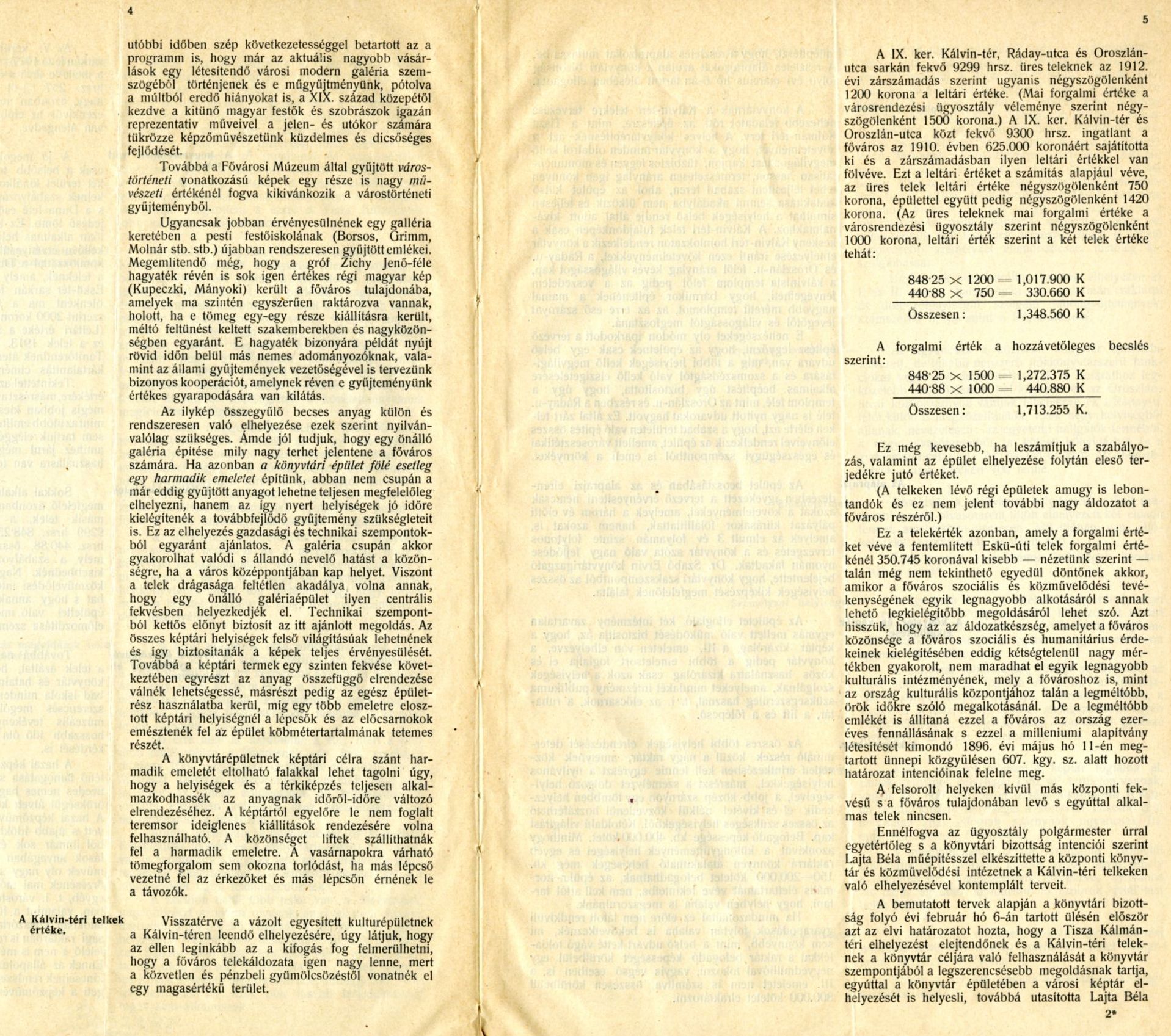 A XIV. (szociálpolitikai és közművelődési) ügyosztály előterjesztése a Közművelődési Intézet Kálvin téri elhelyezése tárgyában, 1914. V. 14. 1914_05_14_Fővárosi Szabó Ervin Könyvtár, Budapest Gyűjtemény, ltsz.: