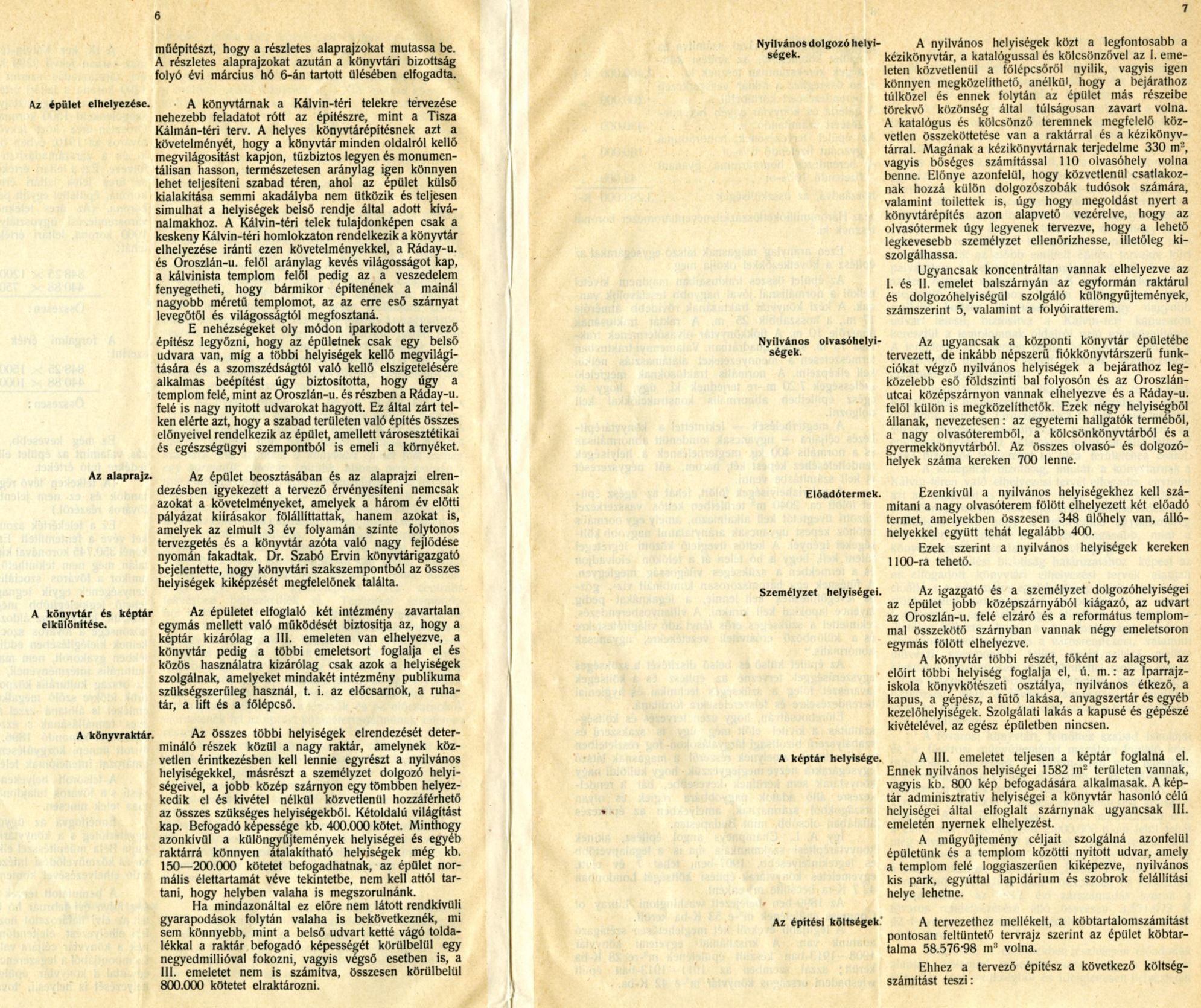 A XIV. (szociálpolitikai és közművelődési) ügyosztály előterjesztése a Közművelődési Intézet Kálvin téri elhelyezése tárgyában, 1914. V. 14. 1914_05_14_Fővárosi Szabó Ervin Könyvtár, Budapest Gyűjtemény, ltsz.: