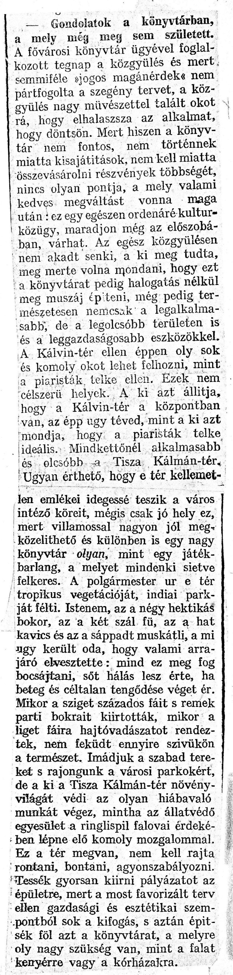 Gondolatok a könyvtárban a mely még meg sem született. 1914_05_29_Az Est