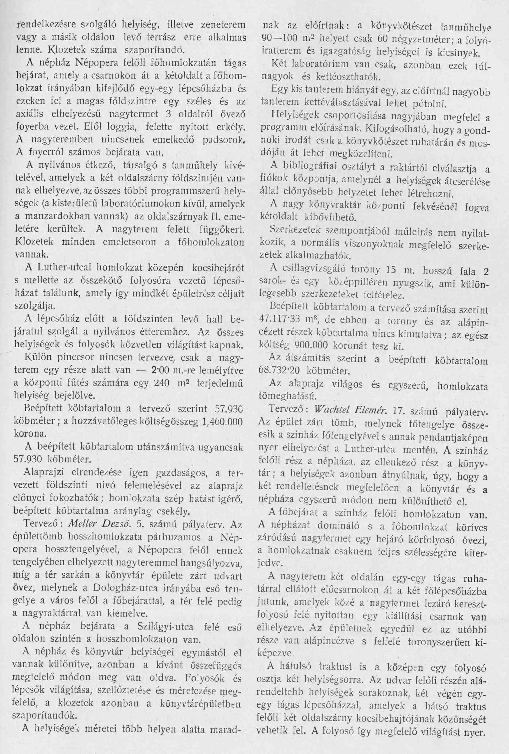 A községi nyilvános könyvtár és közművelődési intézet tervpályázata. Építési program és a bírálati jegyzőkönyv részletei. 00_Magyar Építőművészet, 1911. 8. sz. 31. p.