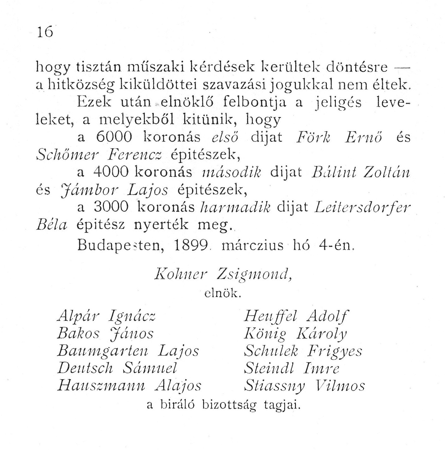 Tervbírálati jegyzőkönyv, 1899. III. 4. 09_BTM Kiscelli Múzeum, Kézirattár, Foerk Ernő hagyatéka, ltsz. n