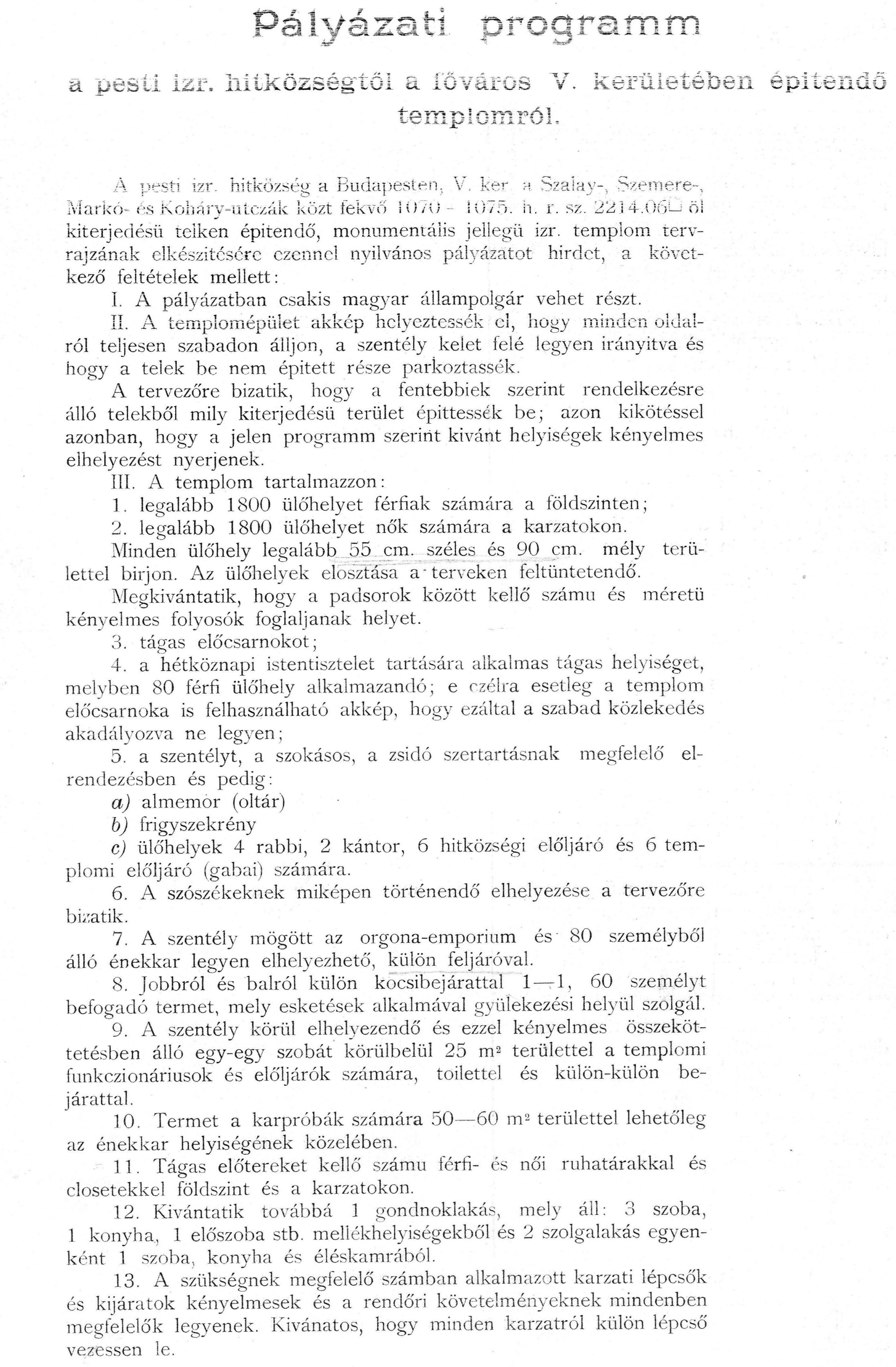 Pályázati program, 1898. II. 01_BTM Kiscelli Múzeum, Kézirattár, Foerk Ernő hagyatéka, ltsz. n