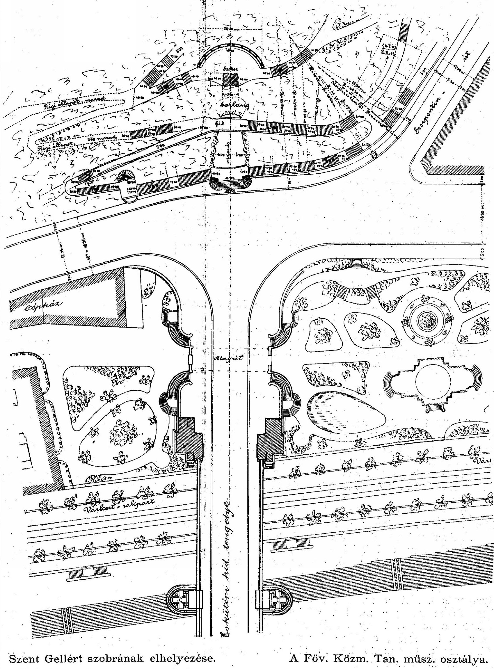 János Bakos: Site plan for the surroundings of St Gellért\'s statue on the Gellért Hill, accepted for implementation Építő Ipar, 1901. 125. p.