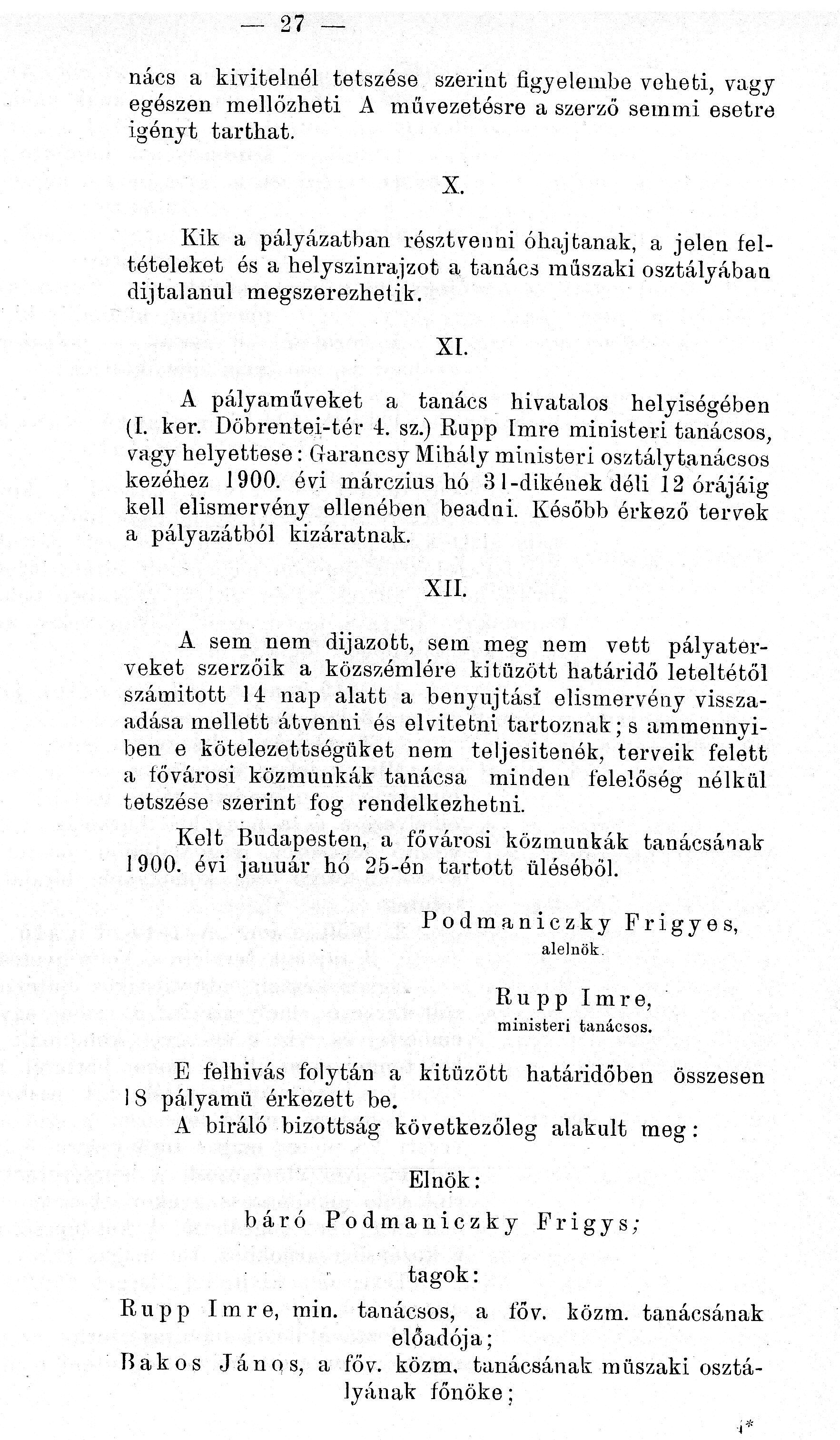 A Fővárosi Közmunkák Tanácsának hivatalos jelentése 1900. évi működéséről. A Szent Gellért szobor környékének rendezése. BFL II.1.a