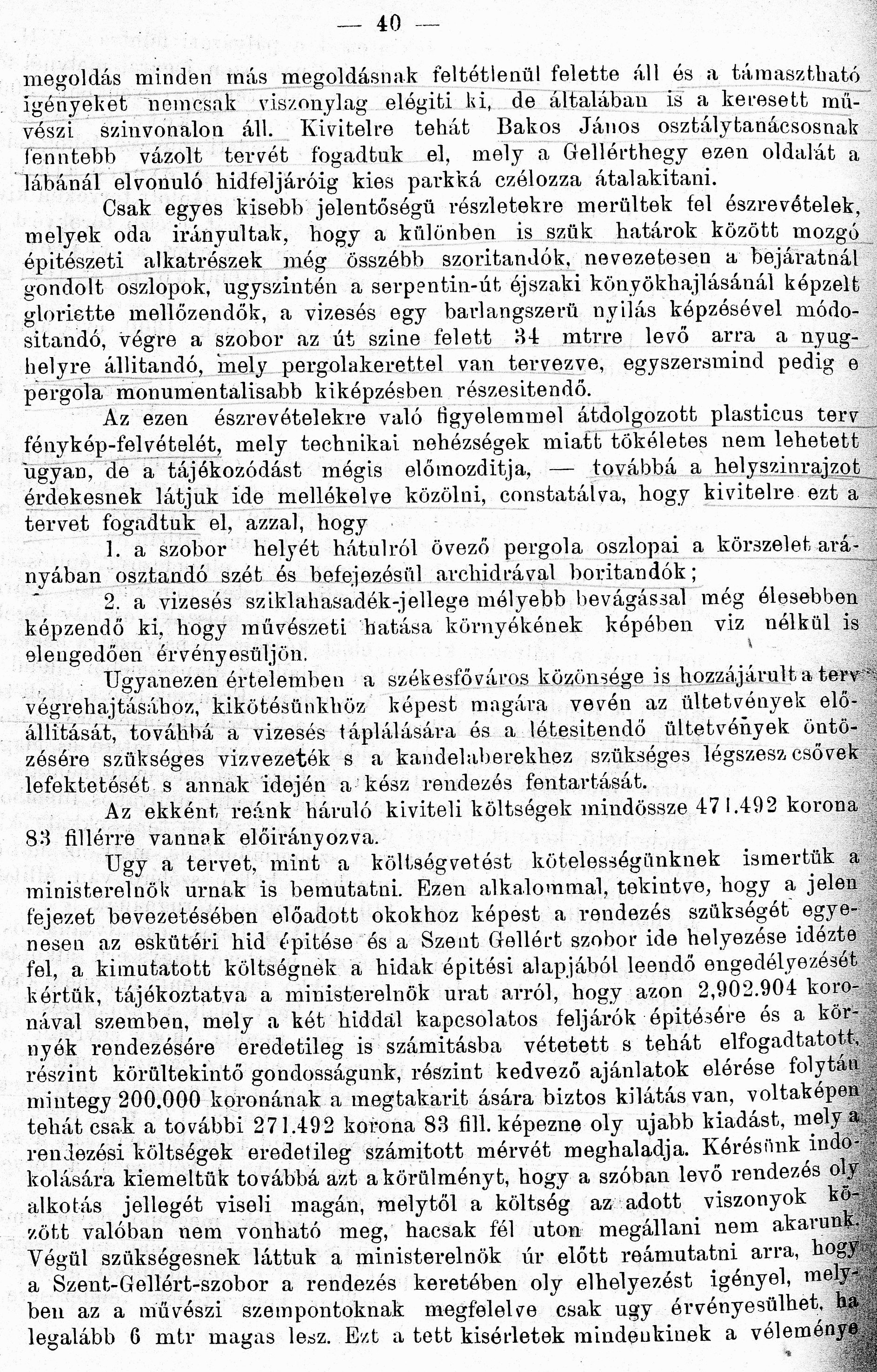 A Fővárosi Közmunkák Tanácsának hivatalos jelentése 1900. évi működéséről. A Szent Gellért szobor környékének rendezése. BFL II.1.a