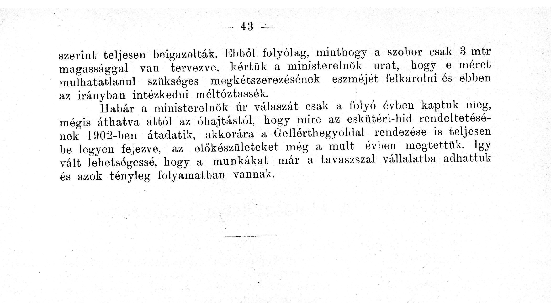 A Fővárosi Közmunkák Tanácsának hivatalos jelentése 1900. évi működéséről. A Szent Gellért szobor környékének rendezése. BFL II.1.a