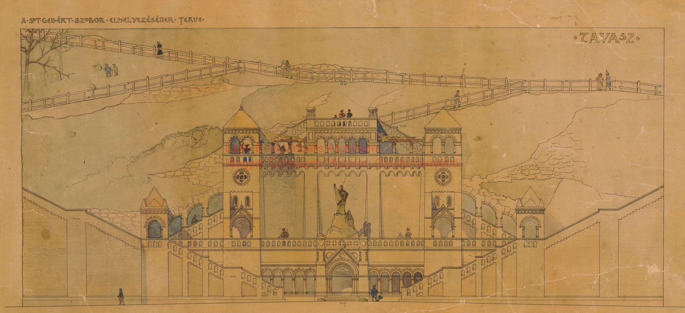 Competition entry by Ernő Foerk, elevation 07_Magyar Építészeti Múzeum, ltsz.: 84.014.11