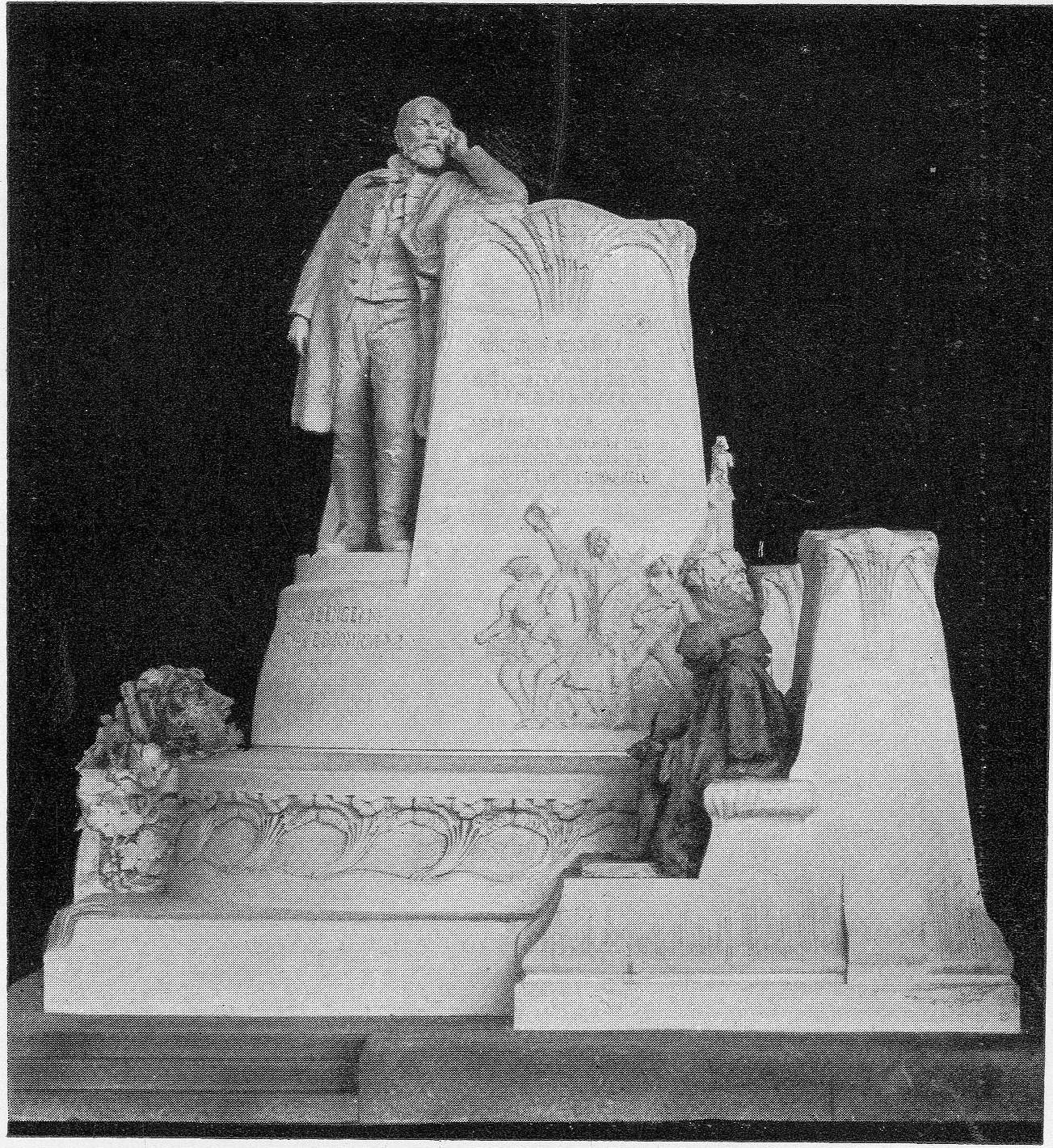 First competition, entry by sculptor Gyula Jankovics and architect László Vágó, photo of the model. 05_Sajó Aladár: A Vörösmarty-szobor. Budapest, 1908.