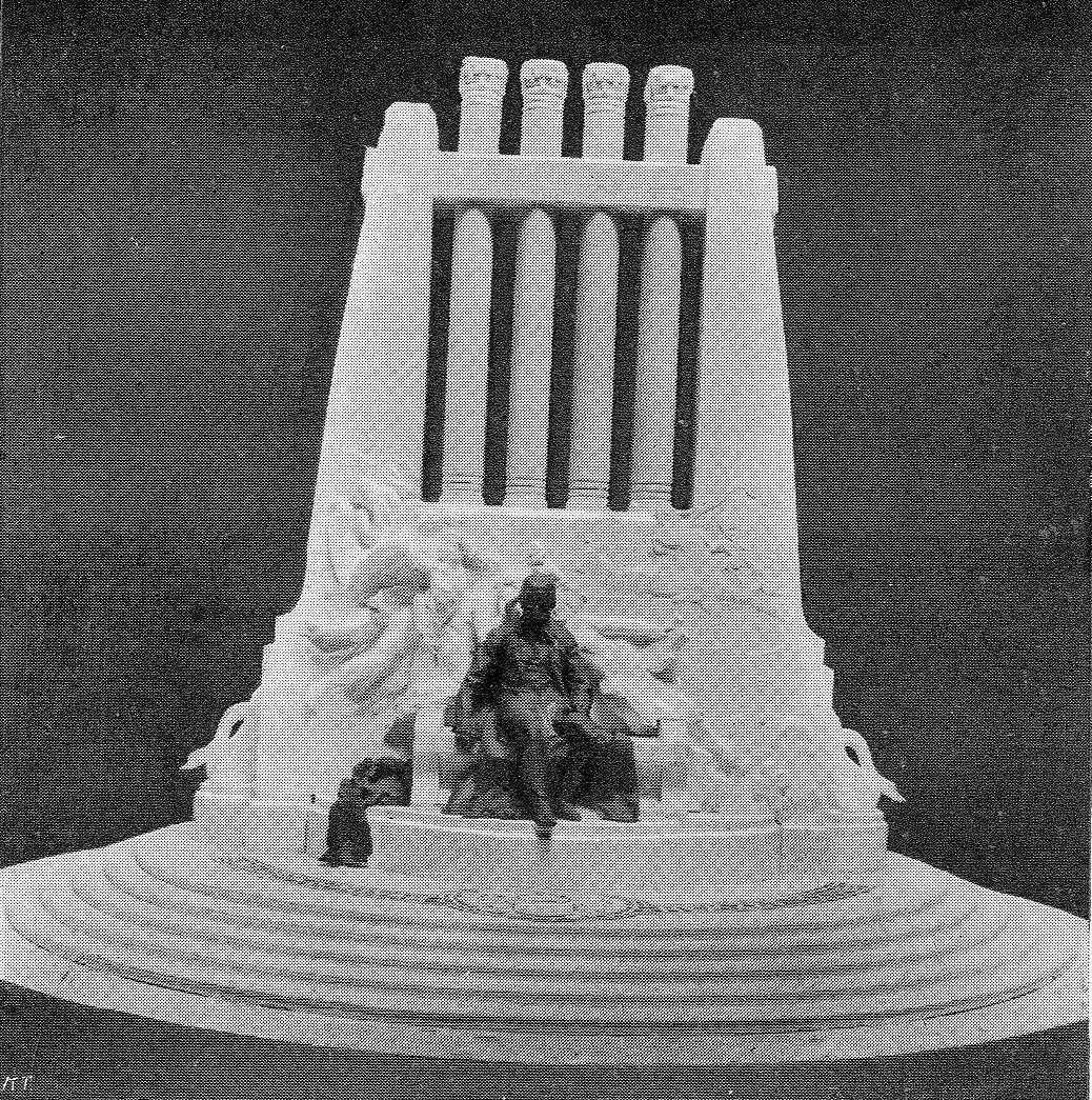 First competition, entry by Géza Maróti (Rintel), photo of the model. 06_Sajó Aladár: A Vörösmarty-szobor. Budapest, 1908.