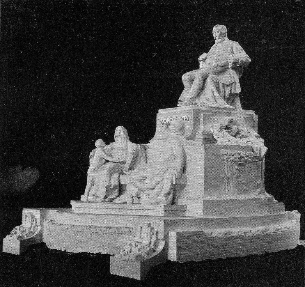 First competition, entry by sculptor István Tóth and architect Móric Pogány, photo of the architectural model. 04_Sajó Aladár: A Vörösmarty-szobor. Budapest, 1908.