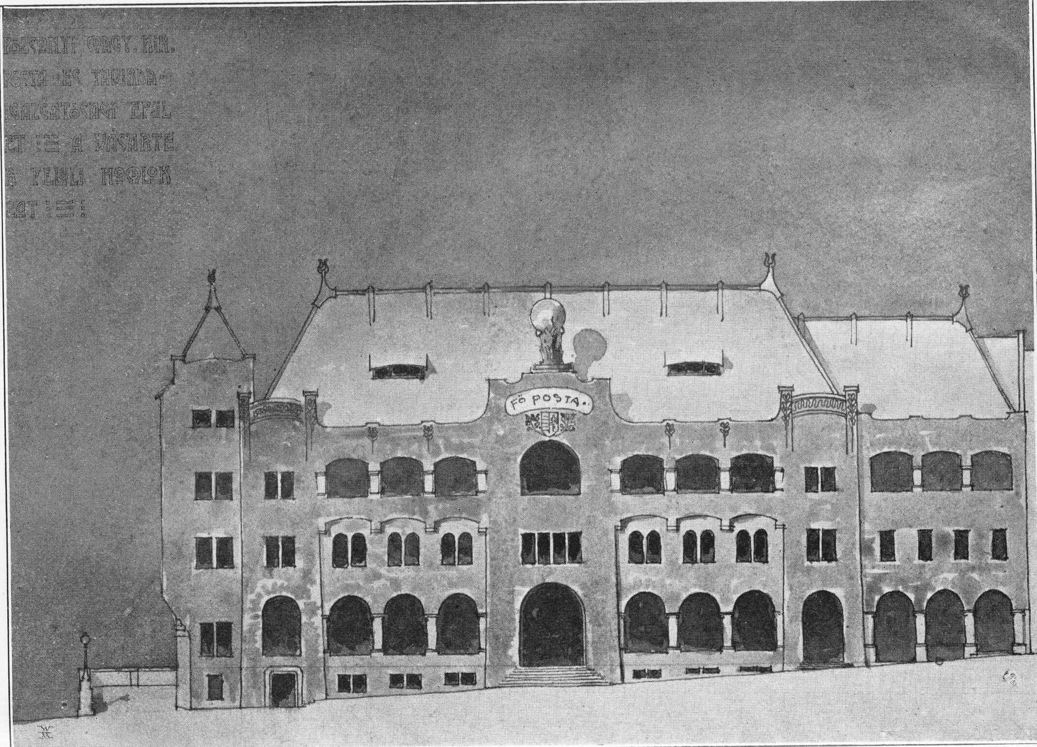 Competition entry by József Fischer and Izidor Scheer, main elevation. Magyar Pályázatok, 1903/1. 30. p.