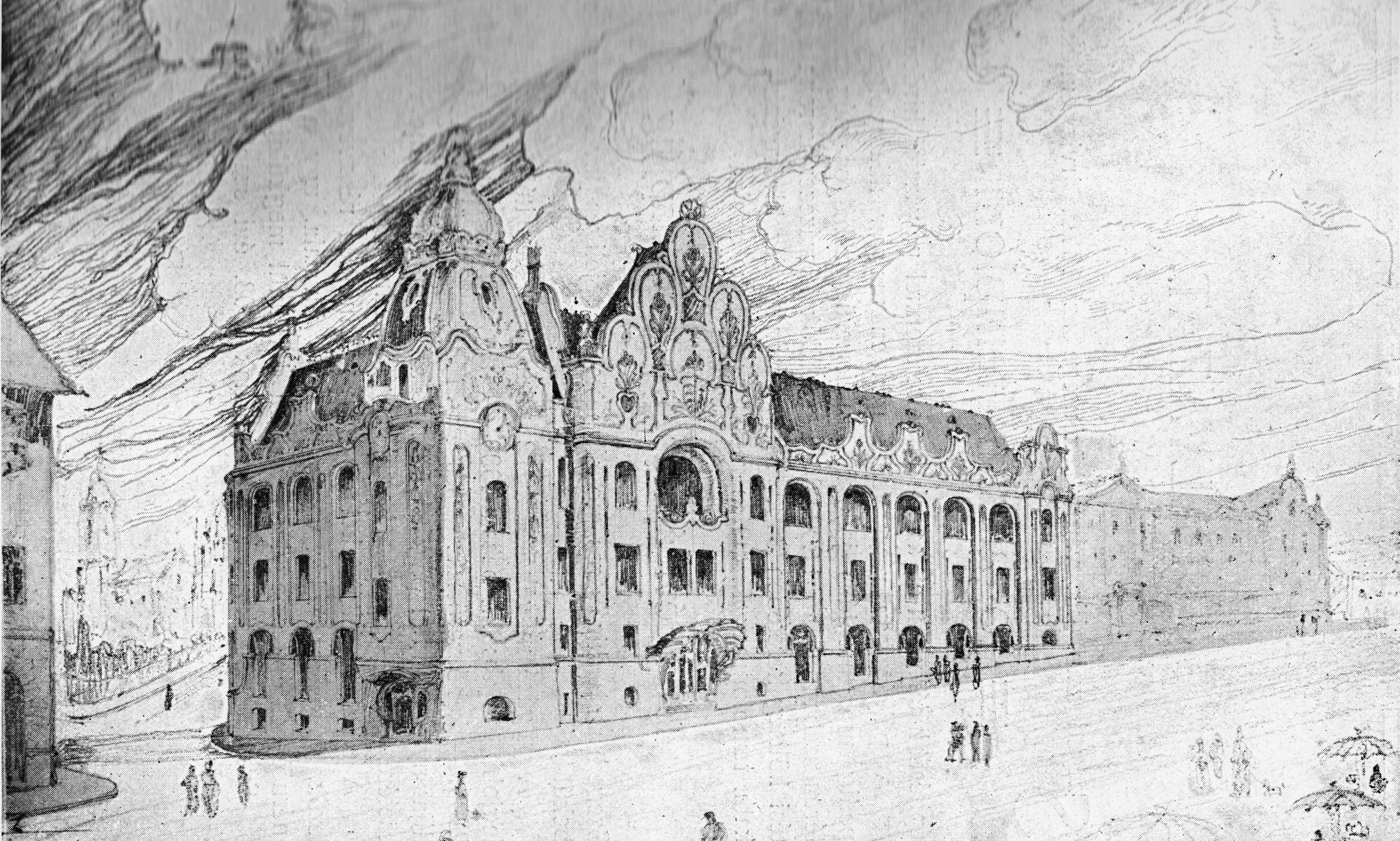 Second competition entry, perspective view 07_Magyar Pályázatok, 1903/7. 31. p.