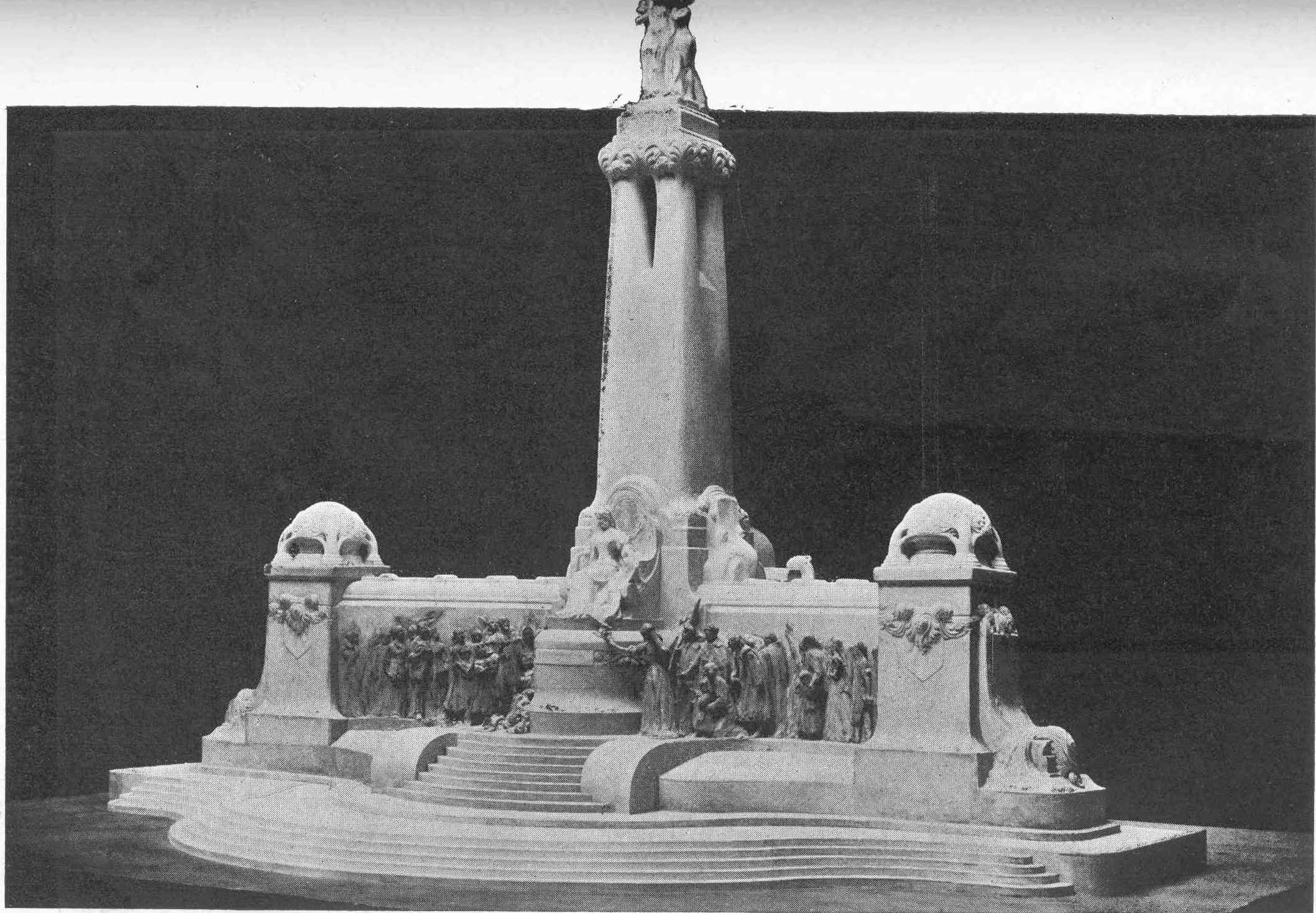 Competition entry by Emil Tőry and sculptor Ede Telcs, photo of the architectural model. Magyar Pályázatok, 1903/6. 13. p.