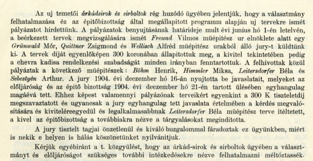 A Pesti Chevra Kadisa elöljáróságának jelentése és kezelési kimutatása az 1904-iki közigazgatási évről. Budapest, 1905. Fővárosi Szabó Ervin Könyvtár, Budapest Gyűjtemény, ltsz.: Bq 062/48
